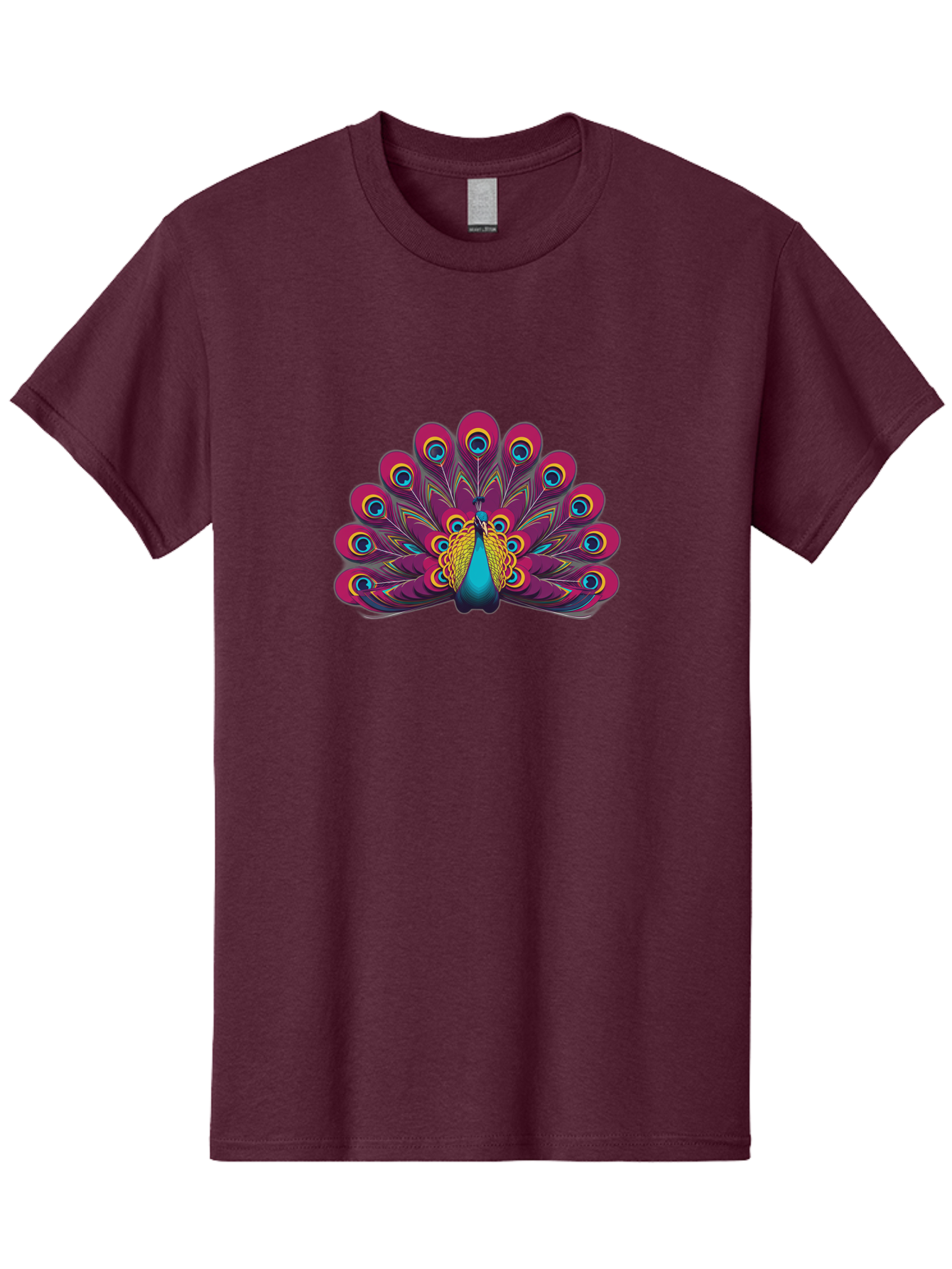 Peacock-11 Men'S Graphic Tee, 100% Cotton, Comfortable Casual Summer Wear, Machine Washable, Vibrant Peacock, Colorful Plumage, Eye-Catching Feathers, Magenta And Blue Hues, Turquoise Body, Intricate Patterns, Majestic Display, Bab072 5