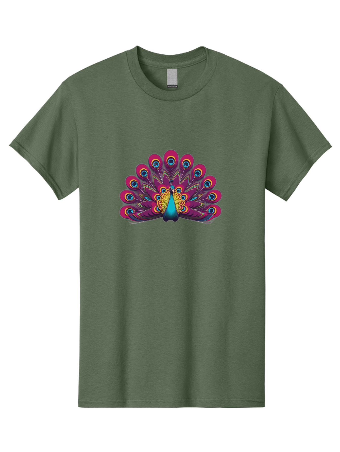 Peacock-11 Men'S Graphic Tee, 100% Cotton, Comfortable Casual Summer Wear, Machine Washable, Vibrant Peacock, Colorful Plumage, Eye-Catching Feathers, Magenta And Blue Hues, Turquoise Body, Intricate Patterns, Majestic Display, Bab072 11