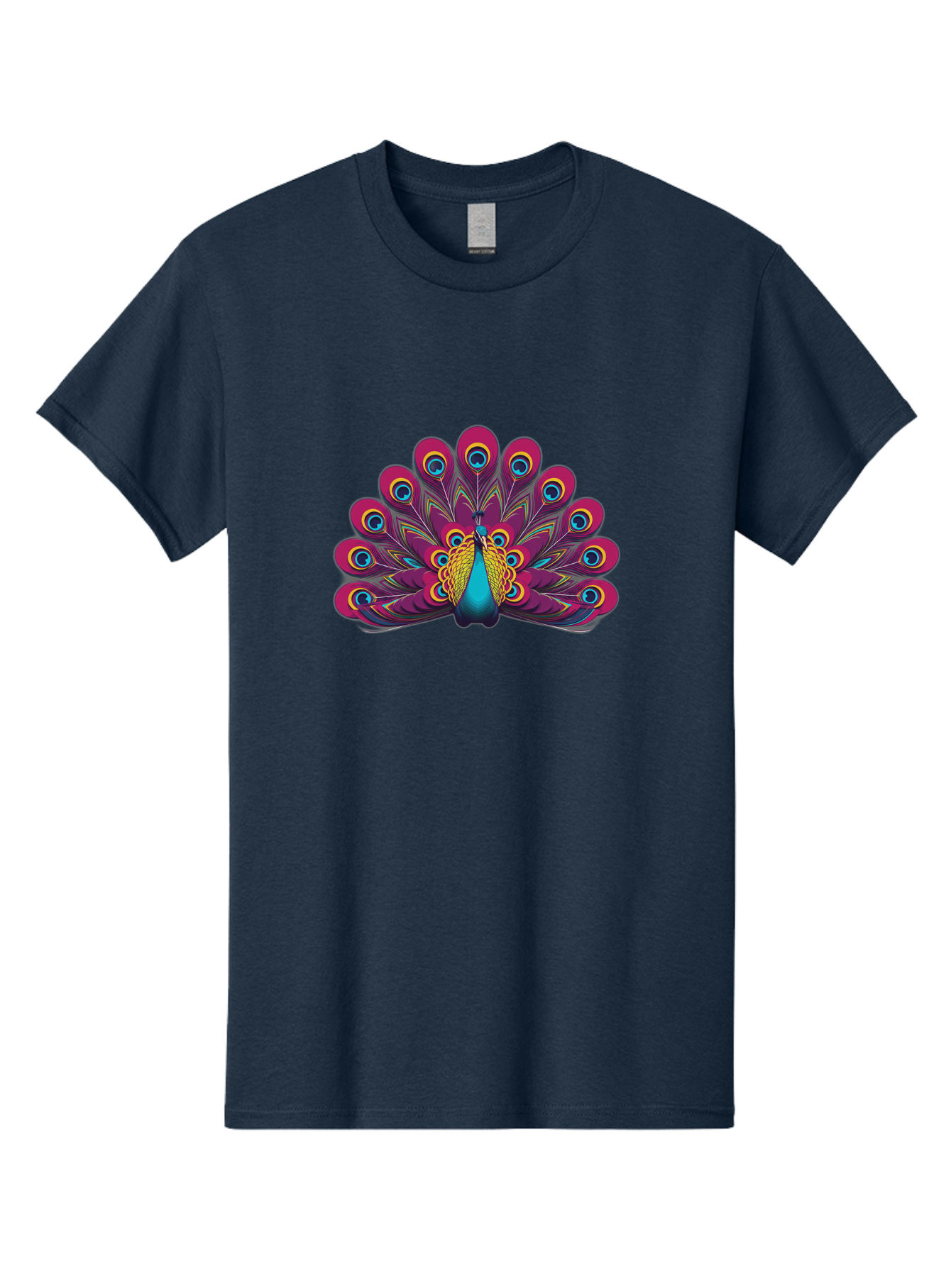 Peacock-11 Men'S Graphic Tee, 100% Cotton, Comfortable Casual Summer Wear, Machine Washable, Vibrant Peacock, Colorful Plumage, Eye-Catching Feathers, Magenta And Blue Hues, Turquoise Body, Intricate Patterns, Majestic Display, Bab072 19