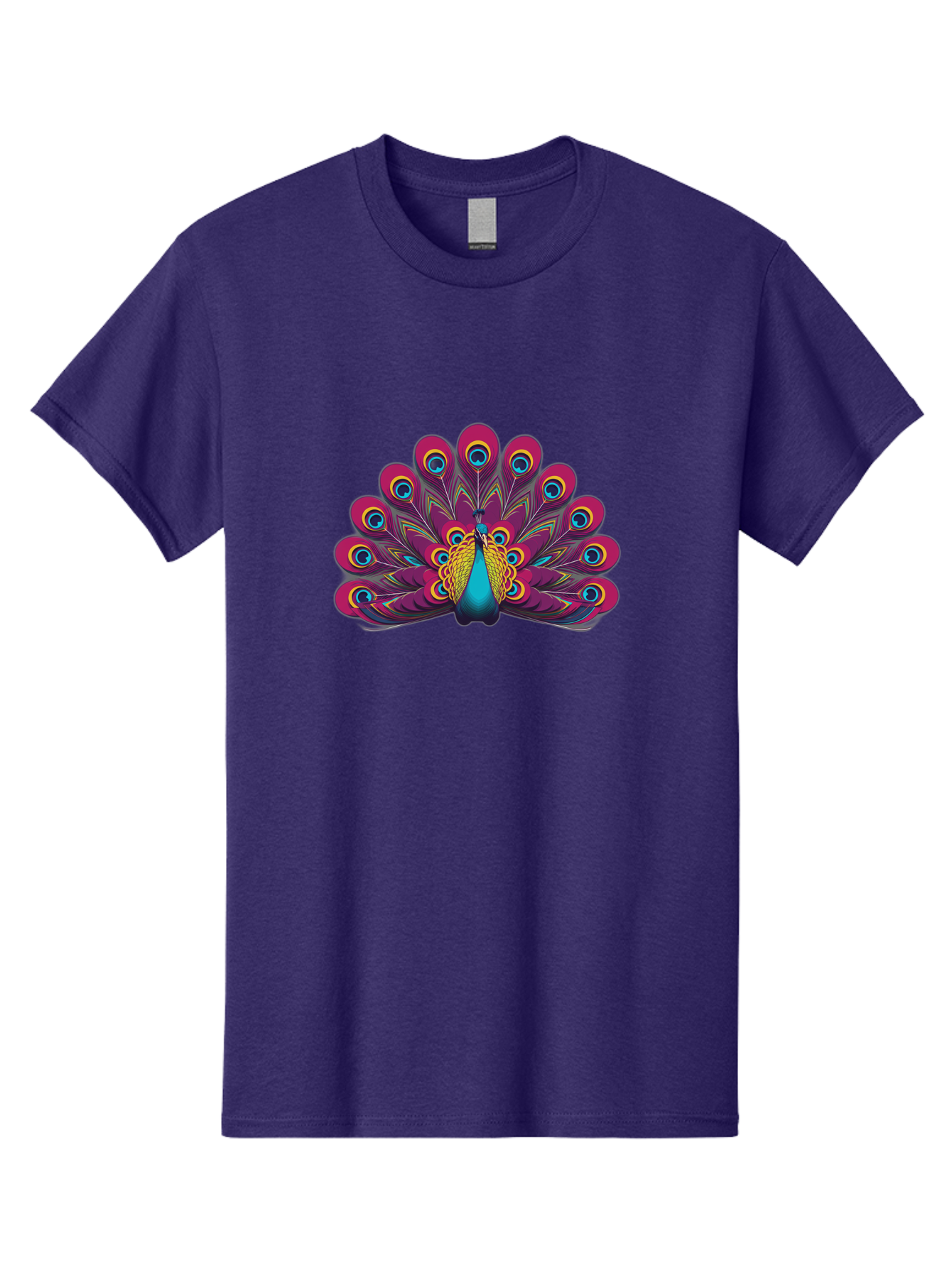 Peacock-11 Men'S Graphic Tee, 100% Cotton, Comfortable Casual Summer Wear, Machine Washable, Vibrant Peacock, Colorful Plumage, Eye-Catching Feathers, Magenta And Blue Hues, Turquoise Body, Intricate Patterns, Majestic Display, Bab072 21