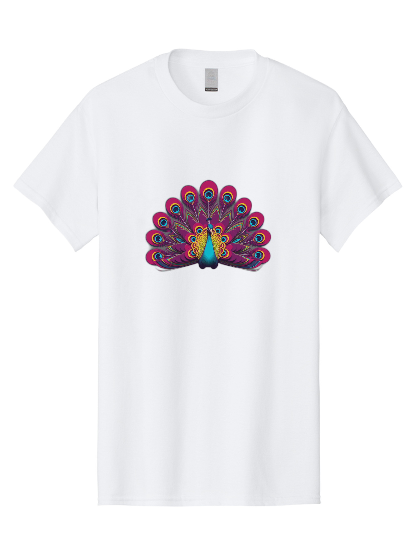 Peacock-11 Men'S Graphic Tee, 100% Cotton, Comfortable Casual Summer Wear, Machine Washable, Vibrant Peacock, Colorful Plumage, Eye-Catching Feathers, Magenta And Blue Hues, Turquoise Body, Intricate Patterns, Majestic Display, Bab072 27