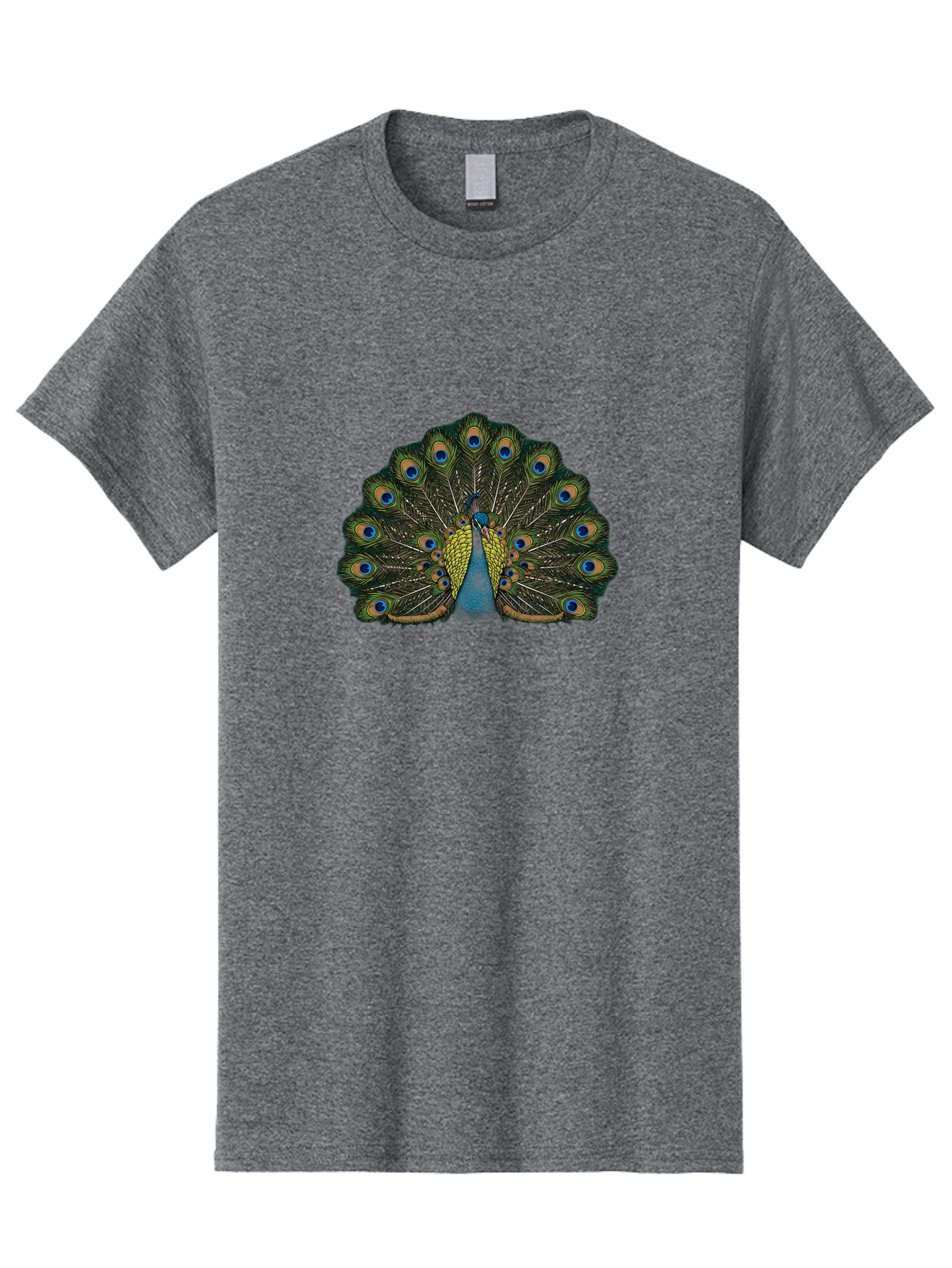 Peacock-14 Men'S Graphic Tee, 100% Cotton, Comfortable Casual Summer Wear, Machine Washable, Peacock Displaying Feathers, Vibrant Plumage, Blue Eyespots, Iridescent Colors, Majestic Bird, Wildlife Beauty, Ornate Tail, Proud Display Bab075 23