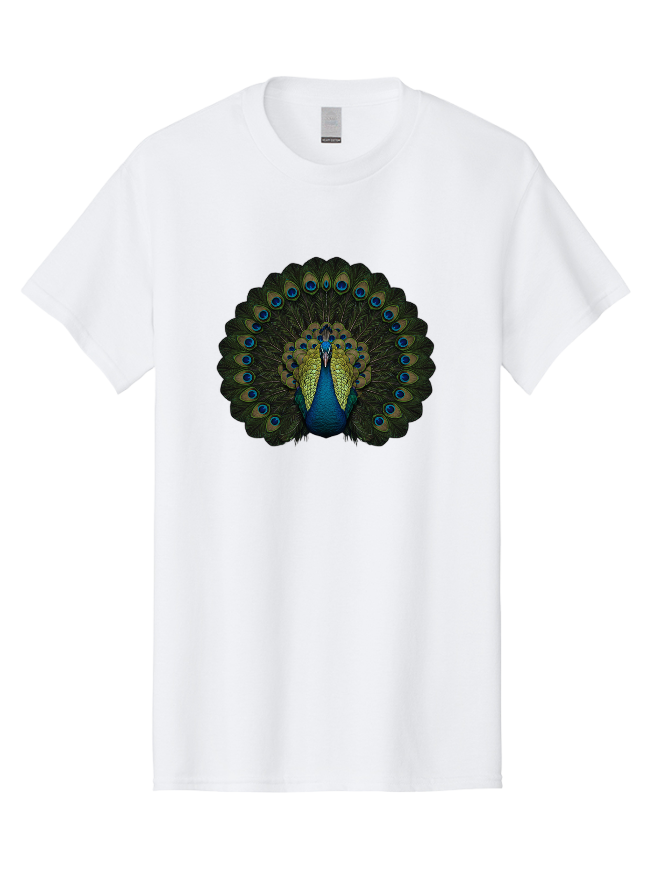 Peacock-15 Men'S Graphic Tee, 100% Cotton, Comfortable Casual Summer Wear, Machine Washable, Blue Peacock, Vibrant Plumage, Eye-Catching Display, Majestic Feathers, Regal Bird, Stunning Colors, Intricate Patterns, Blue And Gold Hues, Bab076 5