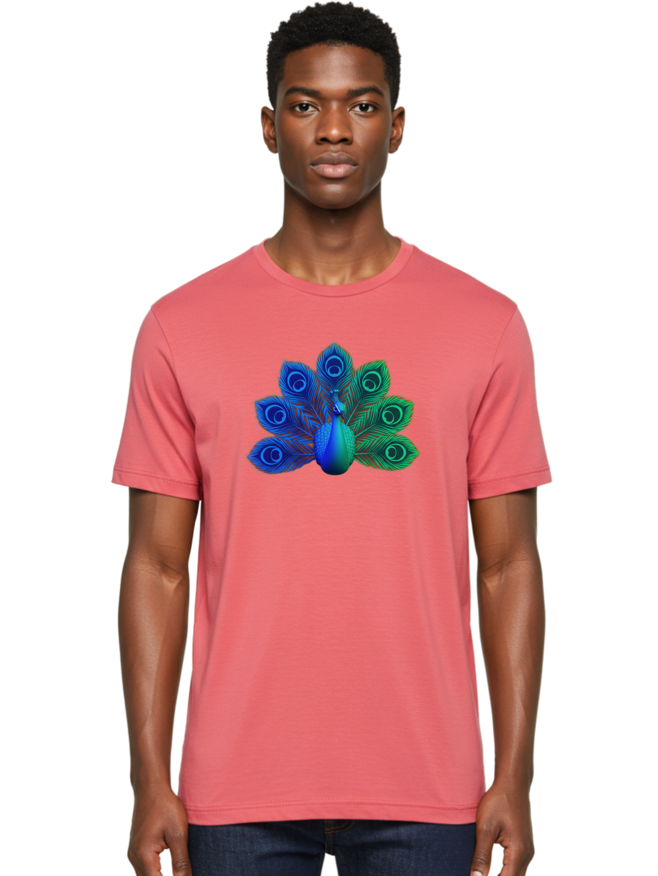 Peacock-18 Men'S Graphic Tee, 100% Cotton, Comfortable Casual Summer Wear, Machine Washable, Peacock Display, Vibrant Feathers, Blue Plumage, Colorful Bird, Majestic Creature, Iridescent Colors, Eye Spots, Feathered Beauty Bab079 18