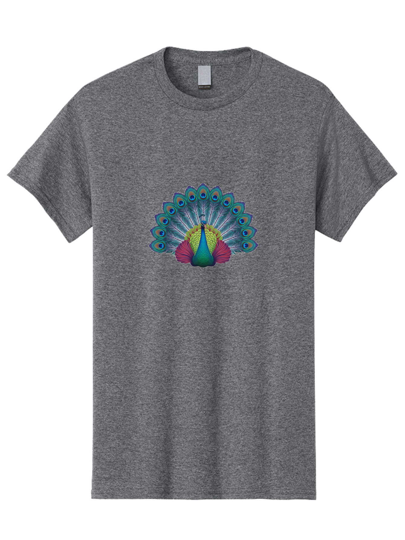Peacock-19 Men'S Graphic Tee, 100% Cotton, Comfortable Casual Summer Wear, Machine Washable, Peacock With Vibrant Feathers, Colorful Plumage, Blue Eyespots, Green And Blue Body, Pink Train, Majestic Bird, Exotic Wildlife, Beautiful Creature, Bab080 23