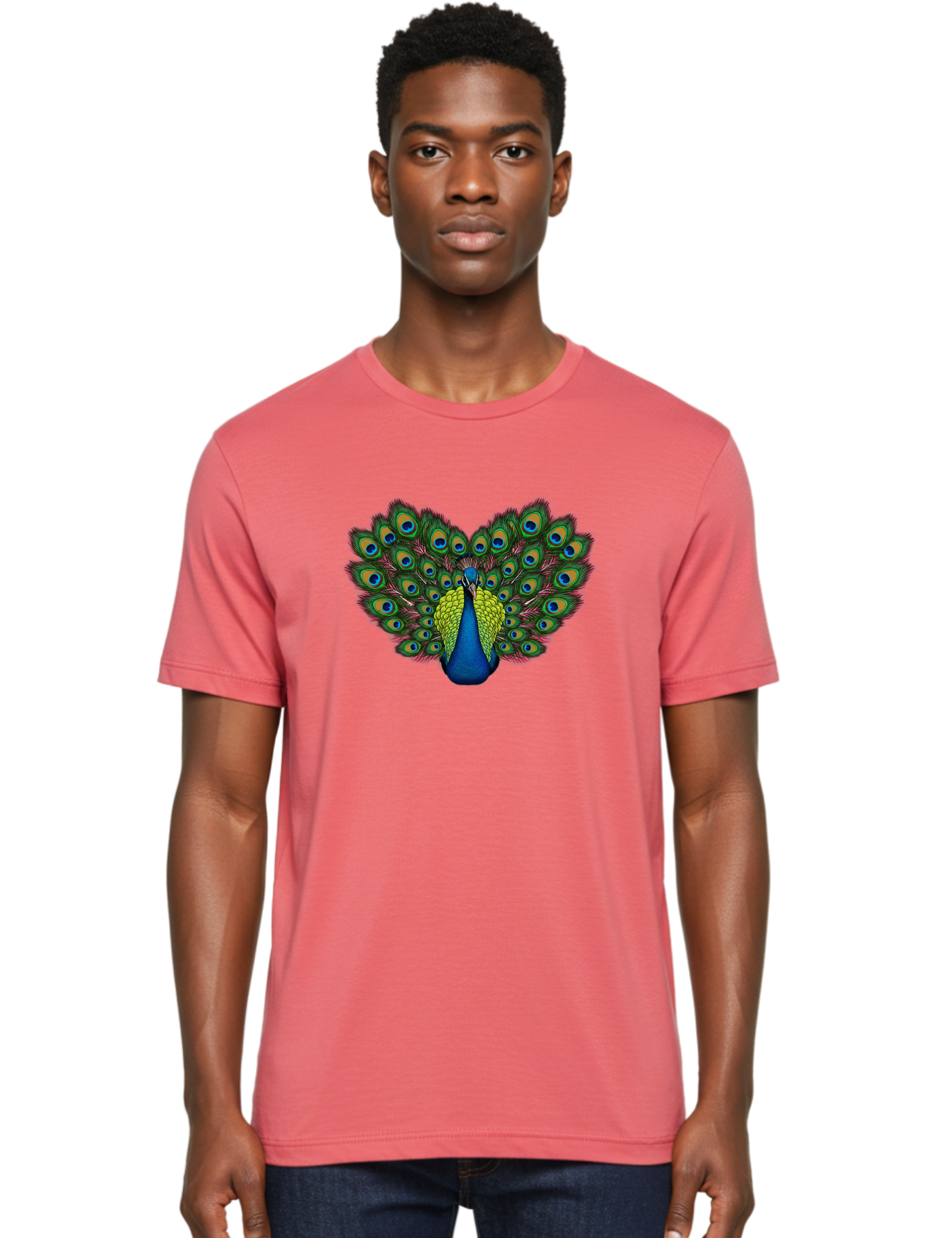 Peacock-21 Men'S Graphic Tee, 100% Cotton, Comfortable Casual Summer Wear, Machine Washable, Peacock Feather, Bird Plumage, Colorful Display, Vibrant Colors, Beautiful Bird, Eye-Catching Pattern, Stunning Feathers, Majestic Creature Bab083 8