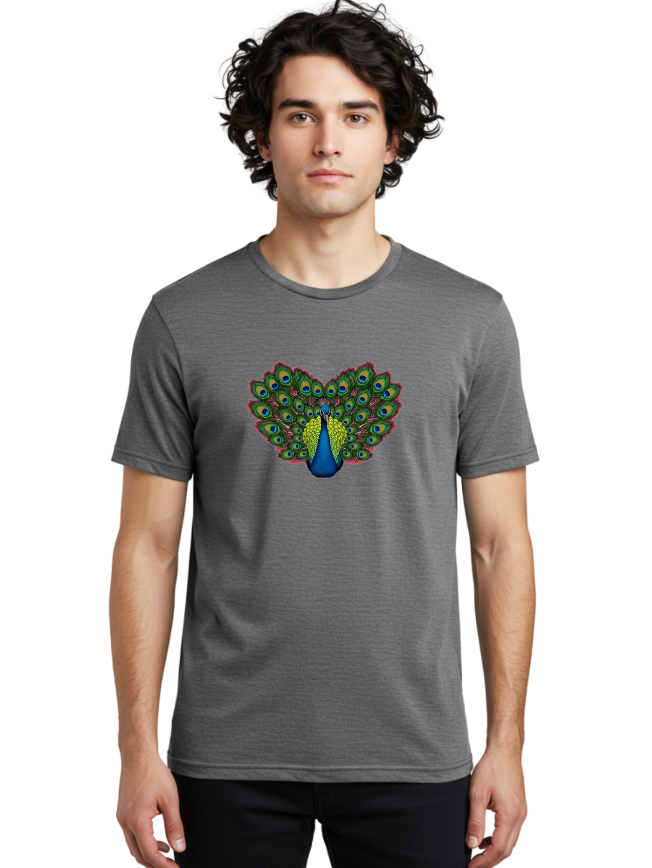 Peacock-21 Men'S Graphic Tee, 100% Cotton, Comfortable Casual Summer Wear, Machine Washable, Peacock Feather, Bird Plumage, Colorful Display, Vibrant Colors, Beautiful Bird, Eye-Catching Pattern, Stunning Feathers, Majestic Creature Bab083 30