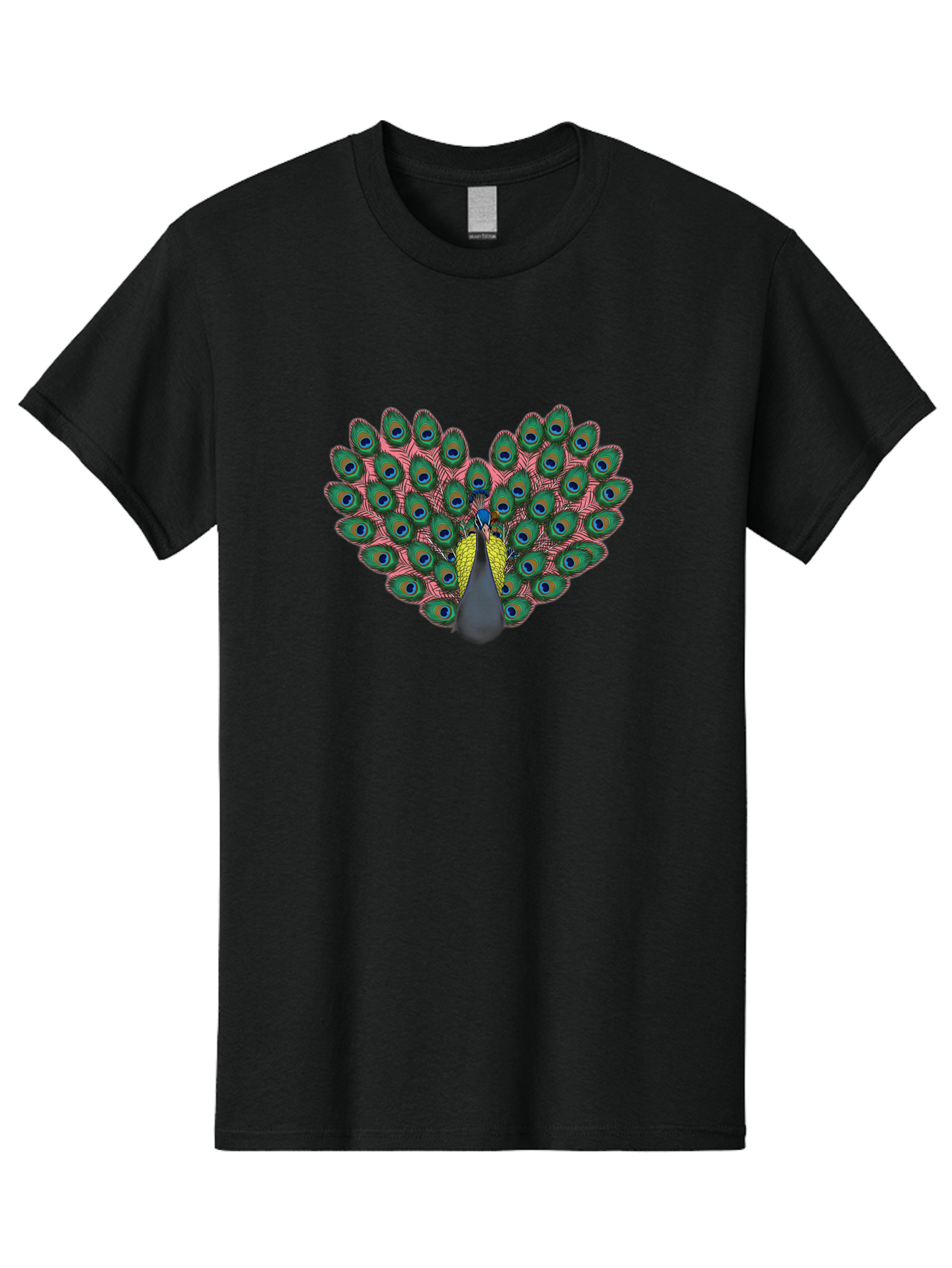 Peacock-22 Men'S Graphic Tee, 100% Cotton, Comfortable Casual Summer Wear, Machine Washable, Peacock Spreading Tail, Colorful Plumage, Vibrant Feathers, Blue Eyespots, Green And Pink Hues, Majestic Bird, Proud Display, Iridescent Colors, Bab084 5
