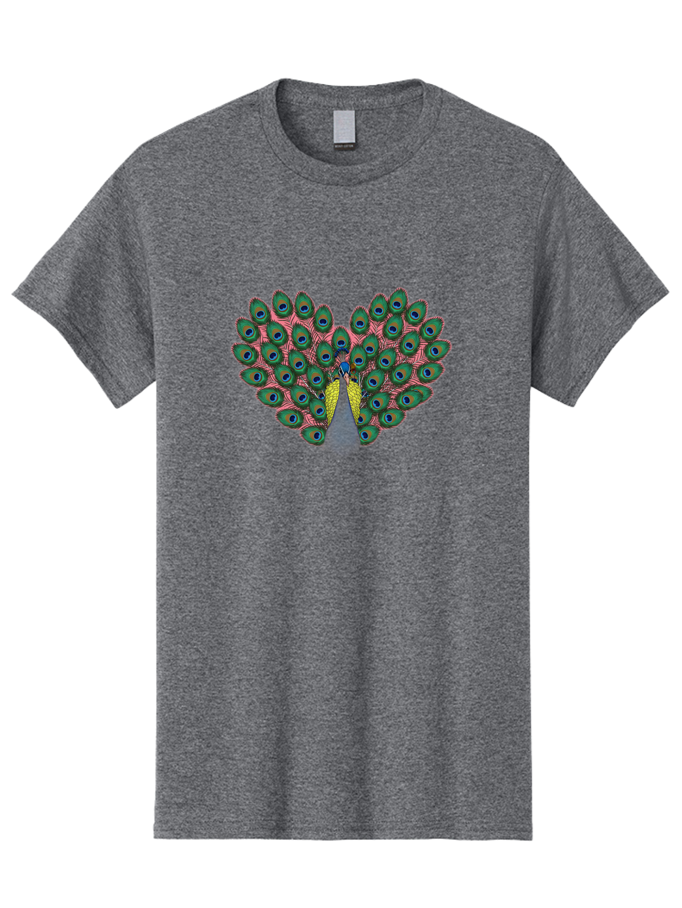 Peacock-22 Men'S Graphic Tee, 100% Cotton, Comfortable Casual Summer Wear, Machine Washable, Peacock Spreading Tail, Colorful Plumage, Vibrant Feathers, Blue Eyespots, Green And Pink Hues, Majestic Bird, Proud Display, Iridescent Colors, Bab084 9