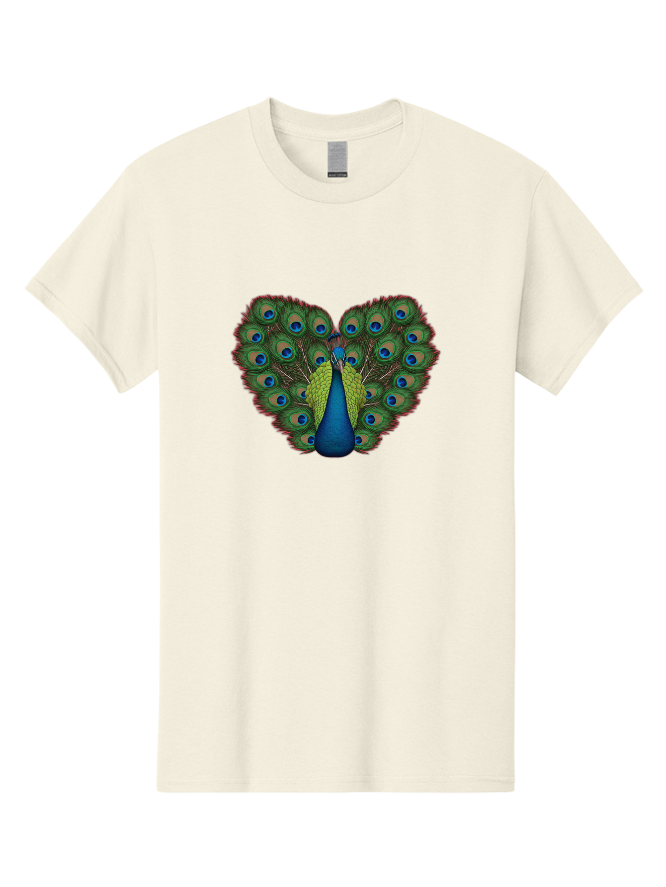 Peacock-23 Men'S Graphic Tee, 100% Cotton, Comfortable Casual Summer Wear, Machine Washable, Peacock, Spread Tail Feathers, Blue Eyespots, Colorful Plumage, Vibrant Blues And Greens, Exotic Bird, Majestic Display, Ornate Feathers Bab085 21