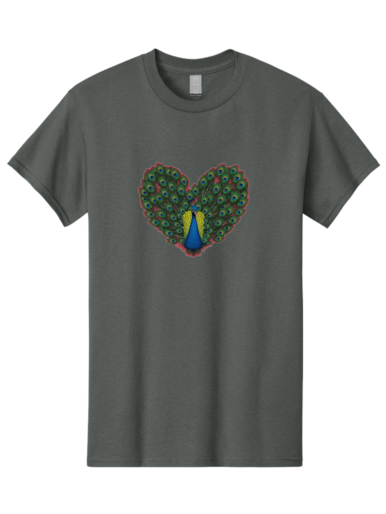 Peacock-25 Men'S Graphic Tee, 100% Cotton, Comfortable Casual Summer Wear, Machine Washable, Peacock With Spread Tail, Heart Shape, Blue And Green Feathers, Eye Spots, Vibrant Plumage, Colorful Bird, Majestic Display, Exotic Bird, Bab087 21