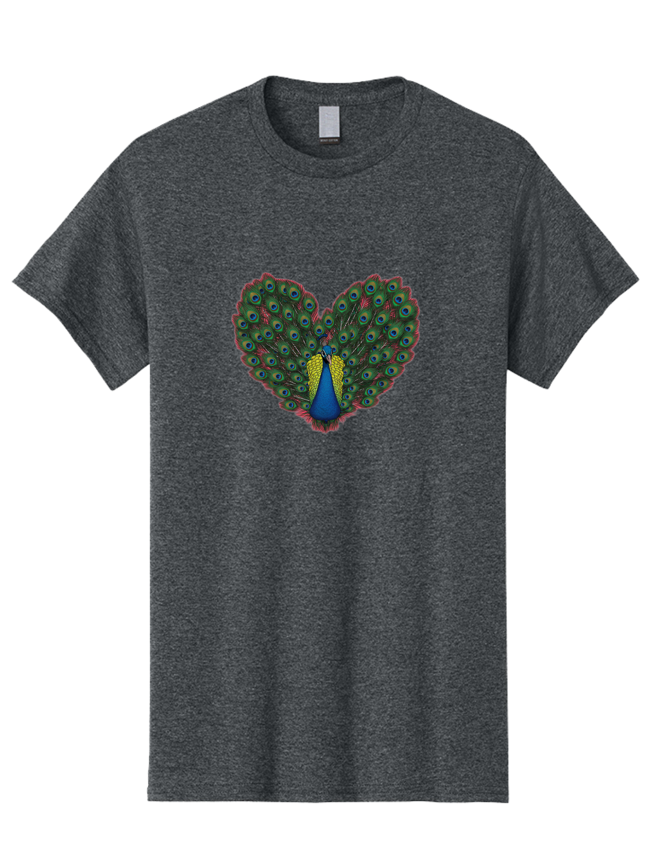 Peacock-25 Men'S Graphic Tee, 100% Cotton, Comfortable Casual Summer Wear, Machine Washable, Peacock With Spread Tail, Heart Shape, Blue And Green Feathers, Eye Spots, Vibrant Plumage, Colorful Bird, Majestic Display, Exotic Bird, Bab087 29