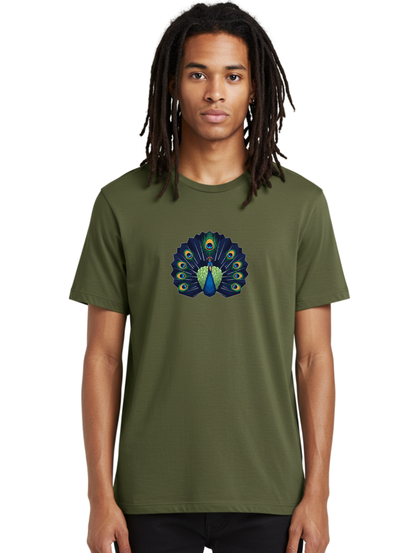 Peacock-27 Men'S Graphic Tee, 100% Cotton, Comfortable Casual Summer Wear, Machine Washable, Peacock Spreading Tail, Vibrant Plumage, Blue And Green Feathers, Eye-Catching Display, Majestic Bird, Colorful Illustration, Wildlife Art, Bab089 16