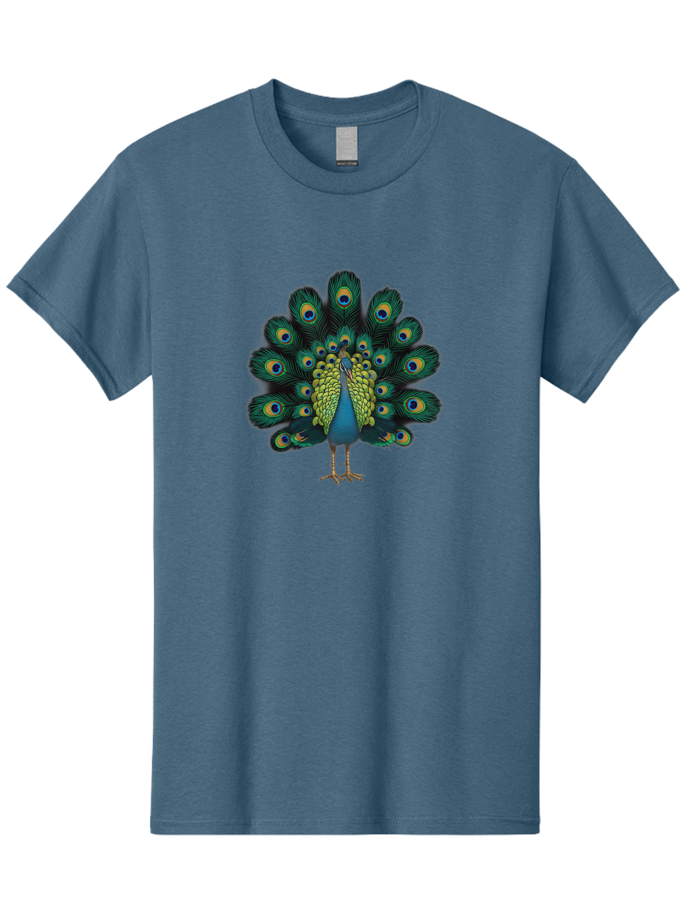 Peacock-29 Men'S Graphic Tee, 100% Cotton, Comfortable Casual Summer Wear, Machine Washable, Peacock Spreading Its Feathers, Vibrant Plumage, Blue And Gold Eye Spots, Turquoise Body, Majestic Bird, Exotic Beauty, Colorful Display, Bab091 15