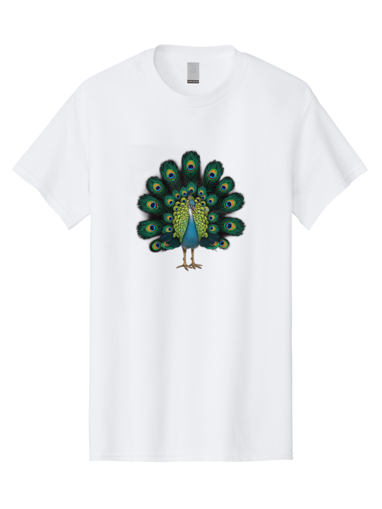 Peacock-29 Men'S Graphic Tee, 100% Cotton, Comfortable Casual Summer Wear, Machine Washable, Peacock Spreading Its Feathers, Vibrant Plumage, Blue And Gold Eye Spots, Turquoise Body, Majestic Bird, Exotic Beauty, Colorful Display, Bab091 29