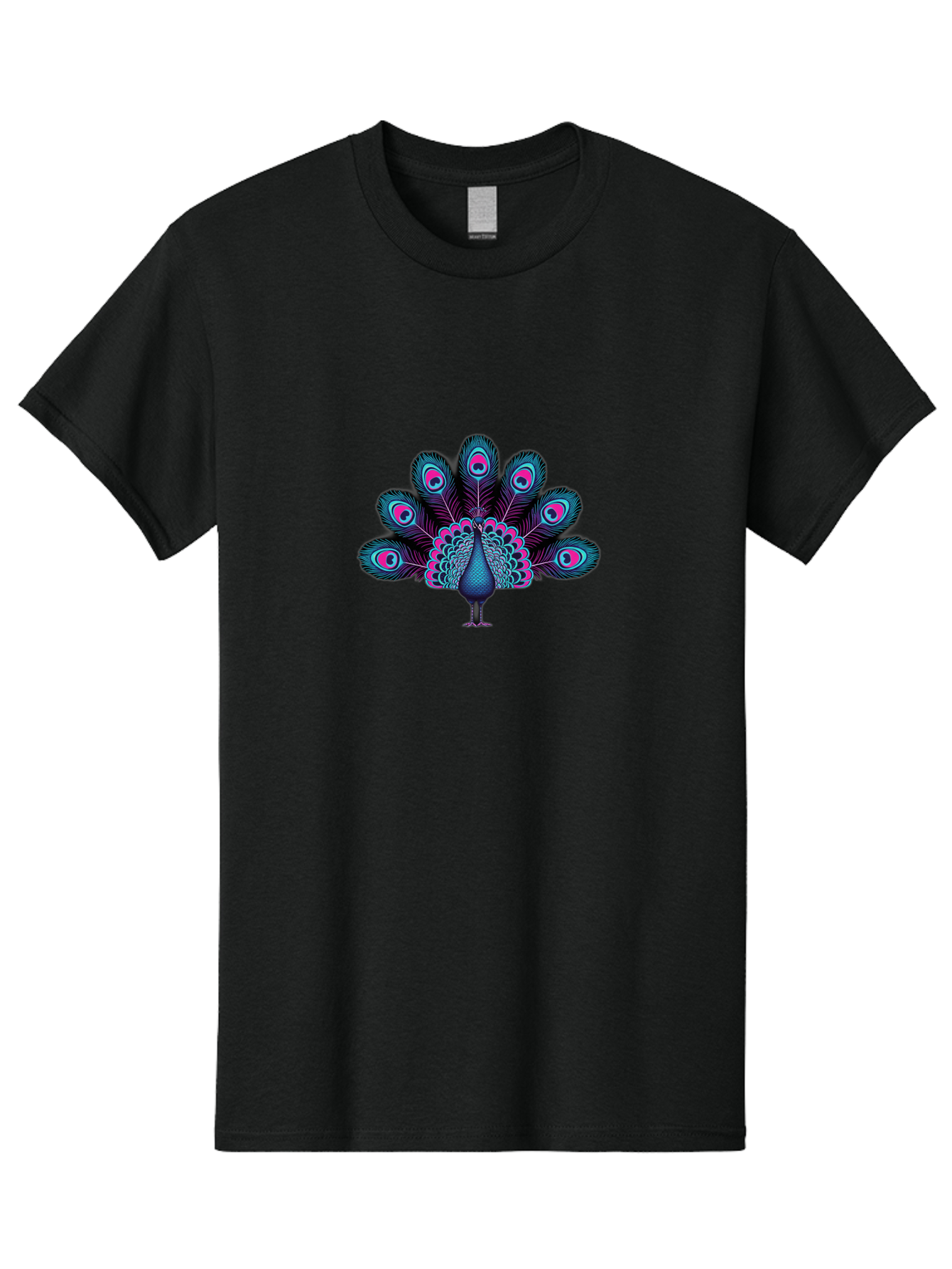 Peacock-30 Men'S Graphic Tee, 100% Cotton, Comfortable Casual Summer Wear, Machine Washable, Peacock Illustration, Colorful Plumage, Vibrant Feathers, Blue And Pink Hues, Eye-Catching Design, Bird Of Beauty, Ornate Tail, Artistic Render Bab093 5