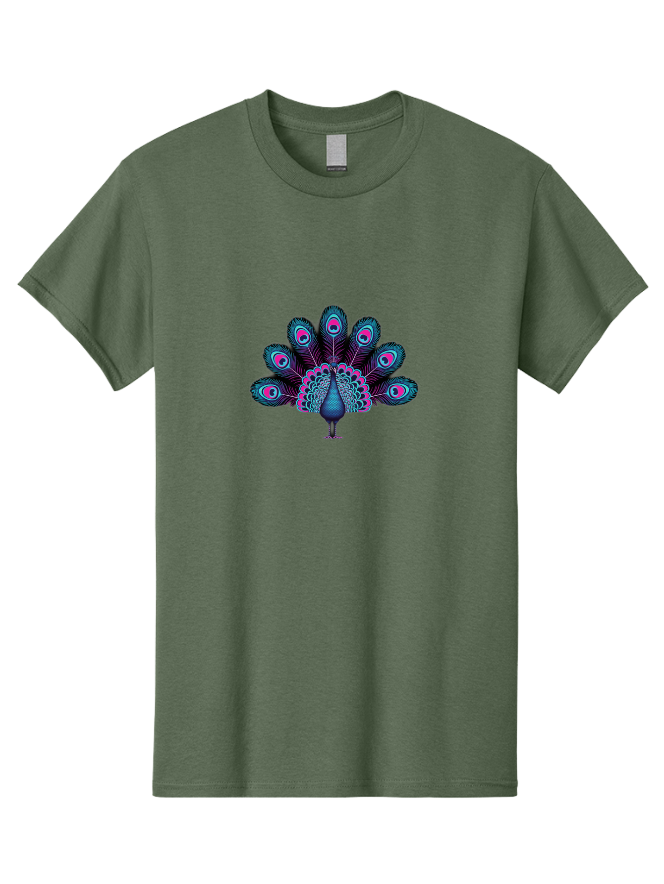Peacock-30 Men'S Graphic Tee, 100% Cotton, Comfortable Casual Summer Wear, Machine Washable, Peacock Illustration, Colorful Plumage, Vibrant Feathers, Blue And Pink Hues, Eye-Catching Design, Bird Of Beauty, Ornate Tail, Artistic Render Bab093 3