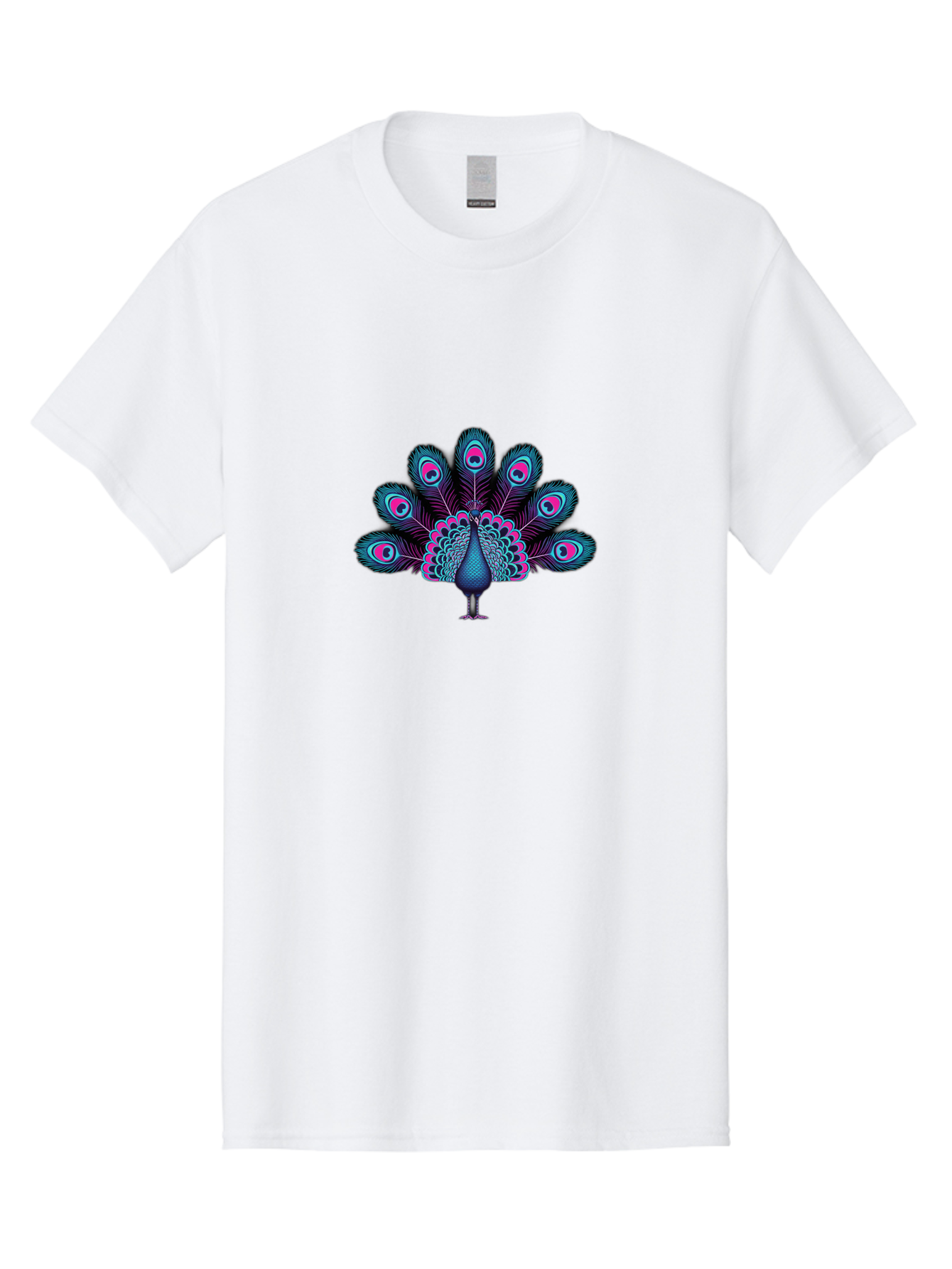 Peacock-30 Men'S Graphic Tee, 100% Cotton, Comfortable Casual Summer Wear, Machine Washable, Peacock Illustration, Colorful Plumage, Vibrant Feathers, Blue And Pink Hues, Eye-Catching Design, Bird Of Beauty, Ornate Tail, Artistic Render Bab093 23