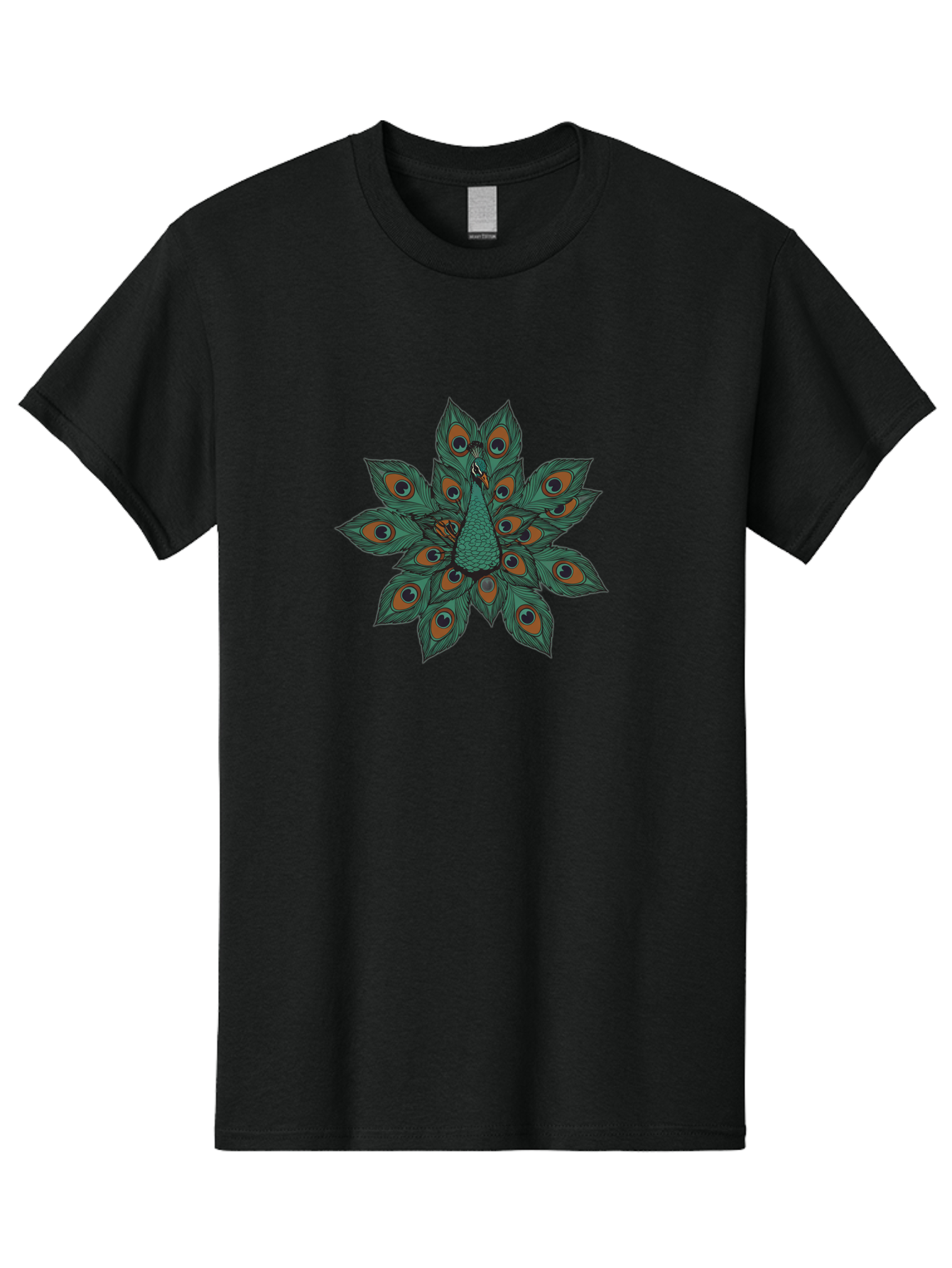 Peacock-31 Men'S Graphic Tee, 100% Cotton, Comfortable Casual Summer Wear, Machine Washable, Peacock Feather, Symmetrical Pattern, Vibrant Colors, Natural Beauty, Exotic Bird, Intricate Design, Circular Shape, Orange And Blue Hues, Bab094 9