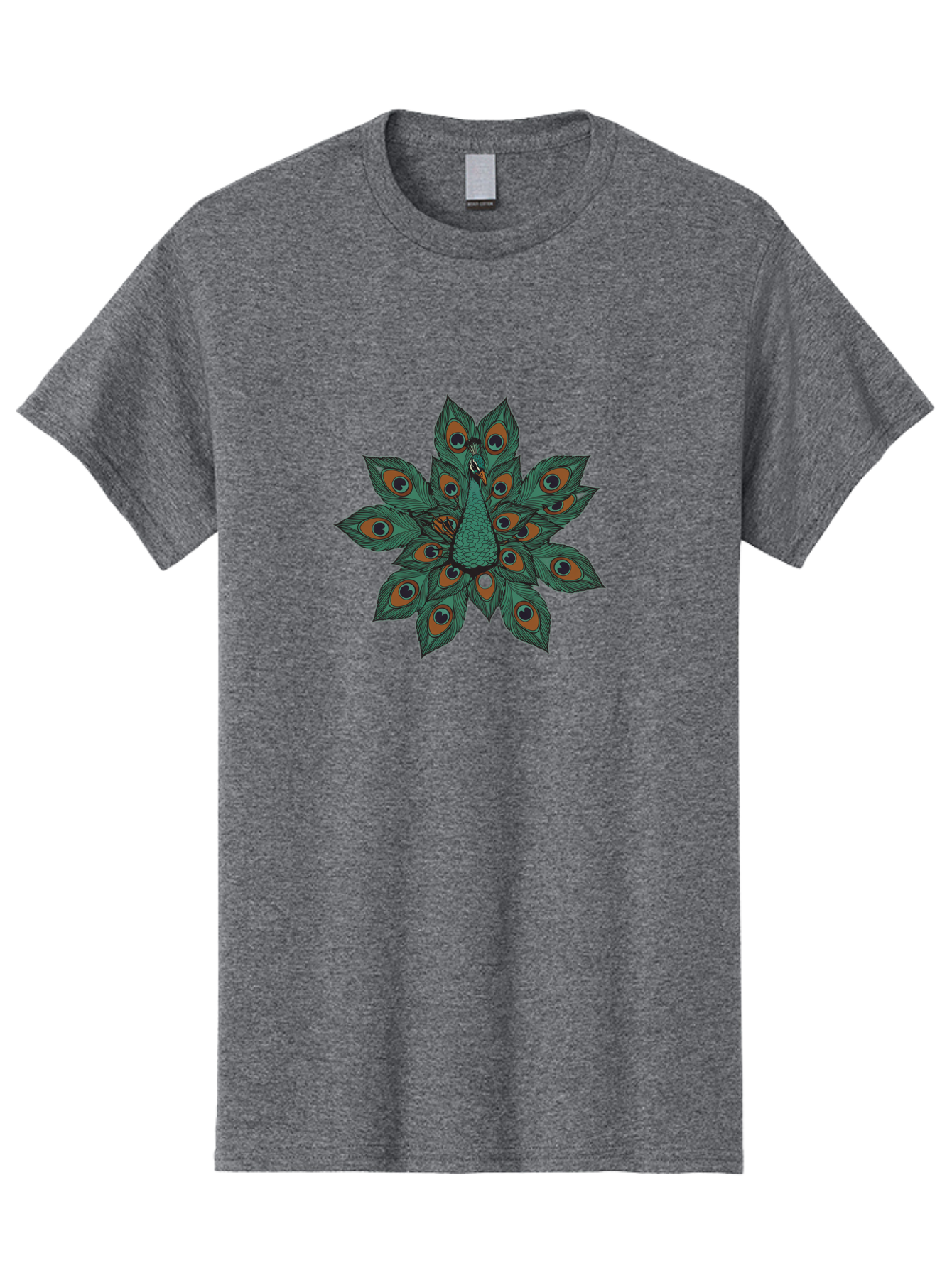 Peacock-31 Men'S Graphic Tee, 100% Cotton, Comfortable Casual Summer Wear, Machine Washable, Peacock Feather, Symmetrical Pattern, Vibrant Colors, Natural Beauty, Exotic Bird, Intricate Design, Circular Shape, Orange And Blue Hues, Bab094 23