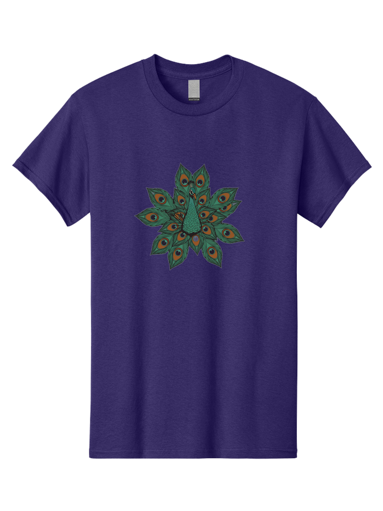 Peacock-31 Men'S Graphic Tee, 100% Cotton, Comfortable Casual Summer Wear, Machine Washable, Peacock Feather, Symmetrical Pattern, Vibrant Colors, Natural Beauty, Exotic Bird, Intricate Design, Circular Shape, Orange And Blue Hues, Bab094 7