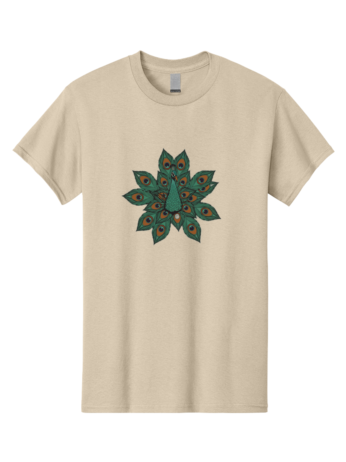 Peacock-31 Men'S Graphic Tee, 100% Cotton, Comfortable Casual Summer Wear, Machine Washable, Peacock Feather, Symmetrical Pattern, Vibrant Colors, Natural Beauty, Exotic Bird, Intricate Design, Circular Shape, Orange And Blue Hues, Bab094 29