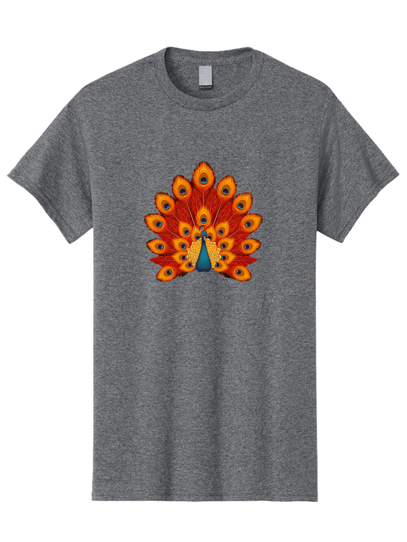 Peacock-32 Men'S Graphic Tee, 100% Cotton, Comfortable Casual Summer Wear, Machine Washable, Peacock Feathers, Vibrant Colors, Iridescent Blues, Orange And Yellow Hues, Eye-Catching Pattern, Exotic Bird, Majestic Plumage, Eye Spots, Bab095 27
