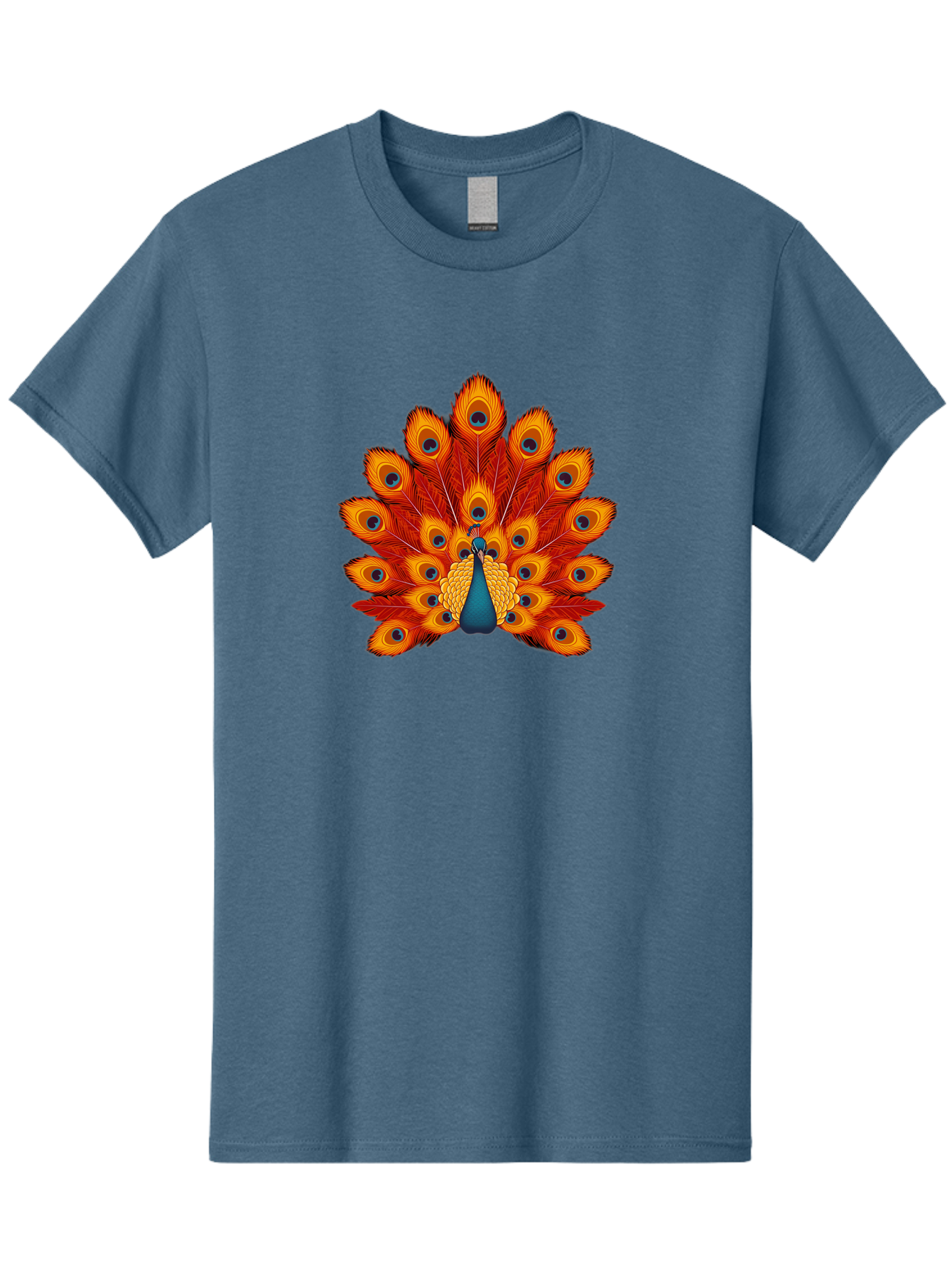 Peacock-32 Men'S Graphic Tee, 100% Cotton, Comfortable Casual Summer Wear, Machine Washable, Peacock Feathers, Vibrant Colors, Iridescent Blues, Orange And Yellow Hues, Eye-Catching Pattern, Exotic Bird, Majestic Plumage, Eye Spots, Bab095 15