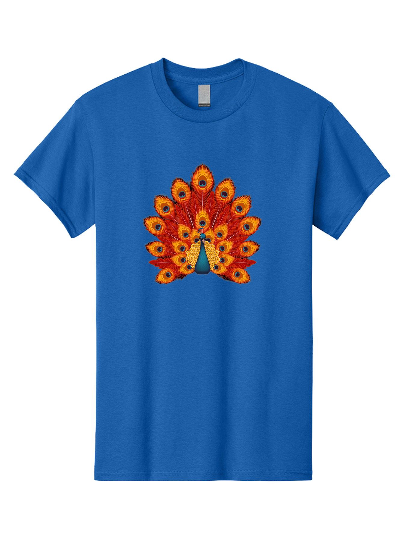 Peacock-32 Men'S Graphic Tee, 100% Cotton, Comfortable Casual Summer Wear, Machine Washable, Peacock Feathers, Vibrant Colors, Iridescent Blues, Orange And Yellow Hues, Eye-Catching Pattern, Exotic Bird, Majestic Plumage, Eye Spots, Bab095 17