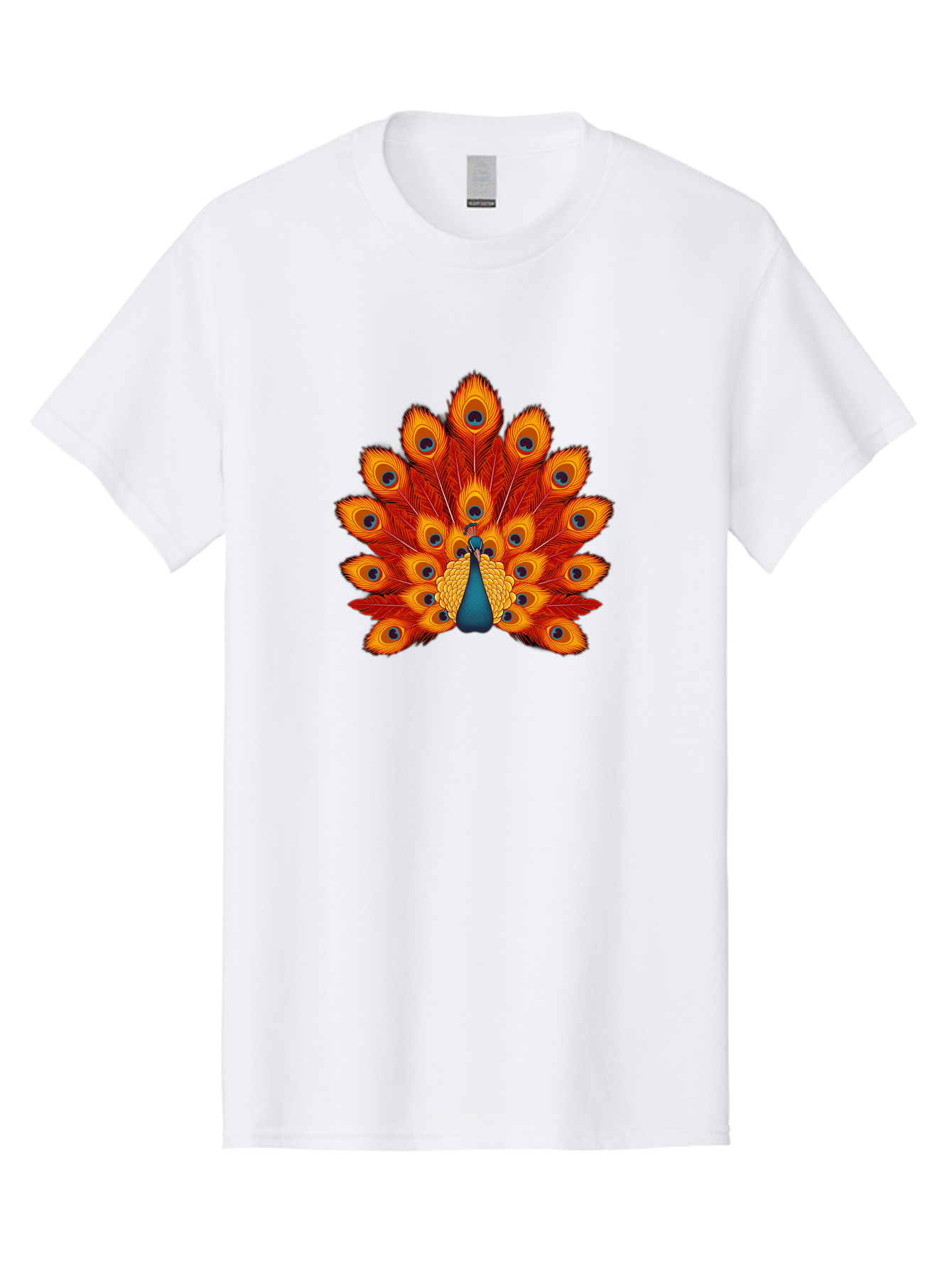 Peacock-32 Men'S Graphic Tee, 100% Cotton, Comfortable Casual Summer Wear, Machine Washable, Peacock Feathers, Vibrant Colors, Iridescent Blues, Orange And Yellow Hues, Eye-Catching Pattern, Exotic Bird, Majestic Plumage, Eye Spots, Bab095 13