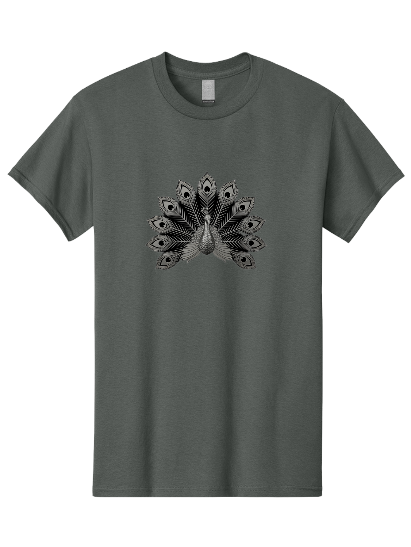Peacock-33 Men'S Graphic Tee, 100% Cotton, Comfortable Casual Summer Wear, Machine Washable, Peacock With Spread Feathers, Black And White Illustration, Detailed Design, Bird With Eyespots, Artistic Depiction, Feather Pattern, Decorative Art Bab096 27
