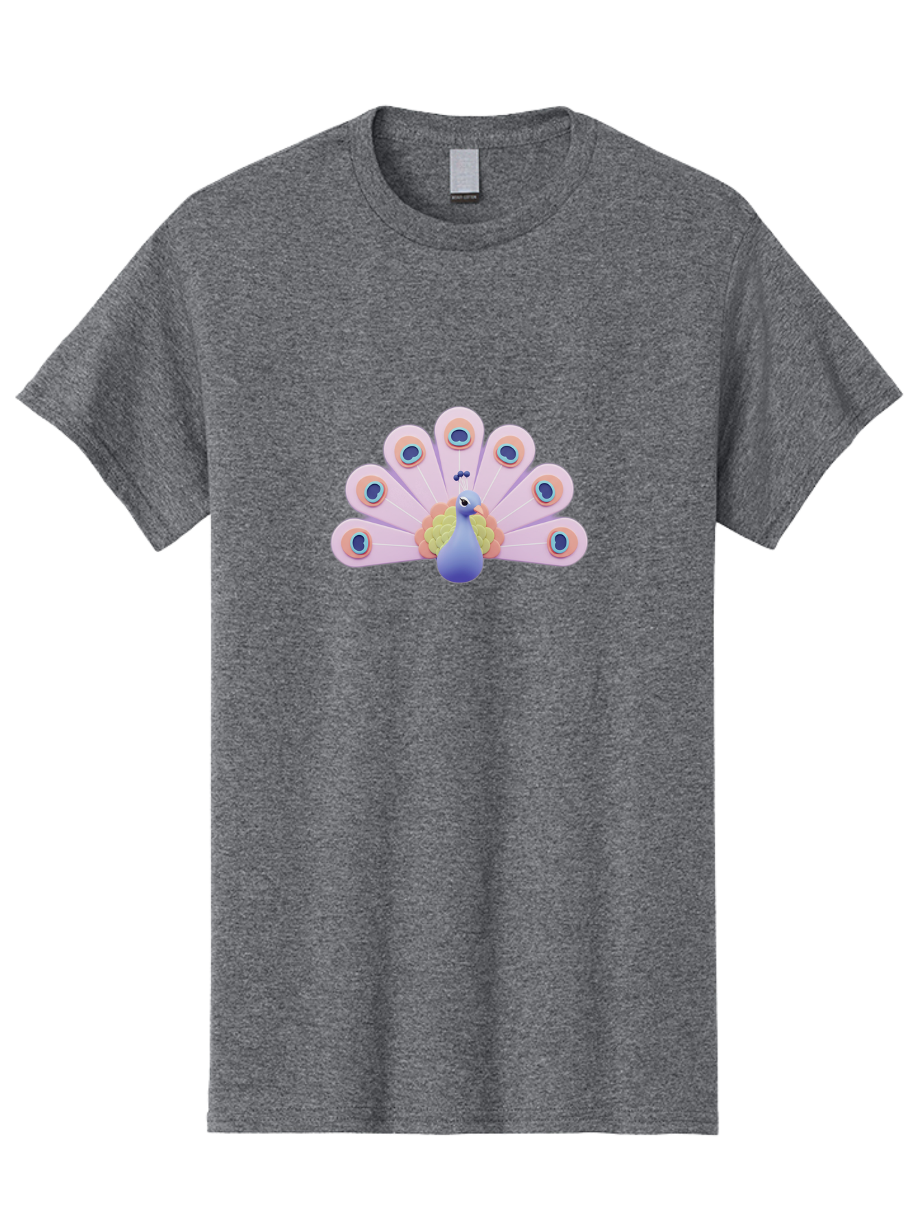 Peacock-4 Men'S Graphic Tee, 100% Cotton, Comfortable Casual Summer Wear, Machine Washable, Peacock Illustration, Colorful Plumage, Blue Bird, Purple Feathers, Orange Accents, Eye-Catching Design, Stylized Artwork, Vibrant Colors, Bab098 27