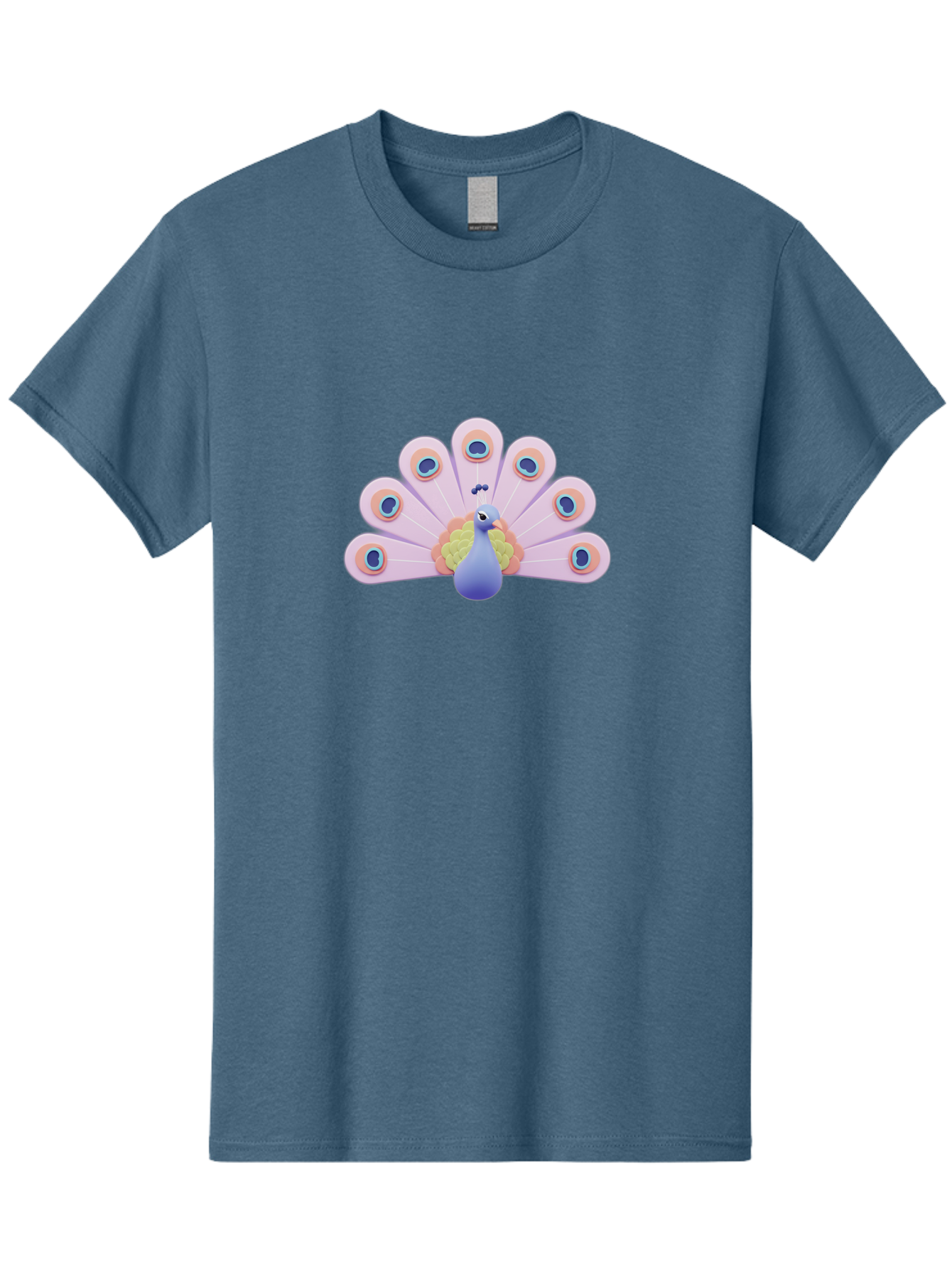Peacock-4 Men'S Graphic Tee, 100% Cotton, Comfortable Casual Summer Wear, Machine Washable, Peacock Illustration, Colorful Plumage, Blue Bird, Purple Feathers, Orange Accents, Eye-Catching Design, Stylized Artwork, Vibrant Colors, Bab098 5