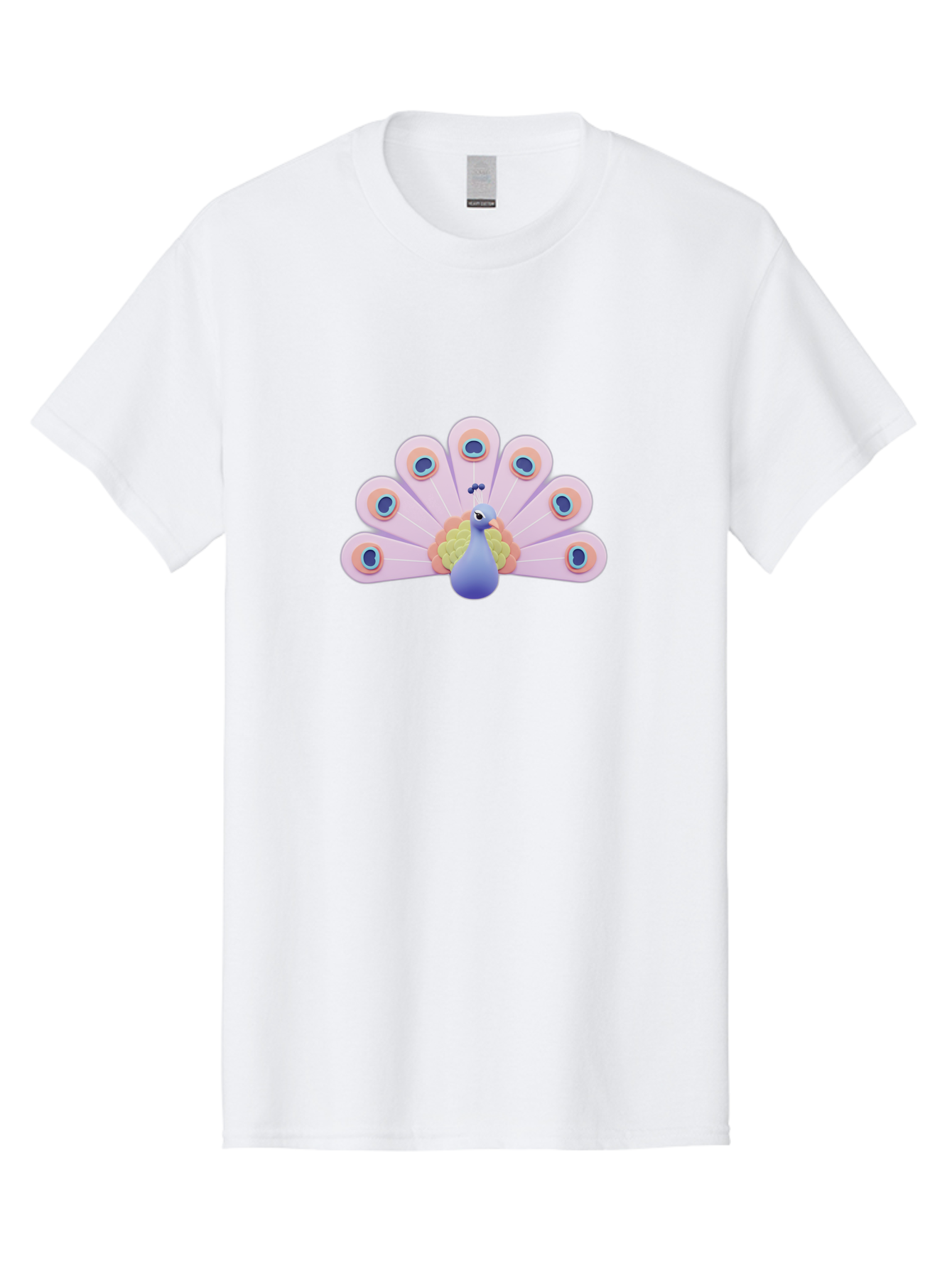 Peacock-4 Men'S Graphic Tee, 100% Cotton, Comfortable Casual Summer Wear, Machine Washable, Peacock Illustration, Colorful Plumage, Blue Bird, Purple Feathers, Orange Accents, Eye-Catching Design, Stylized Artwork, Vibrant Colors, Bab098 23
