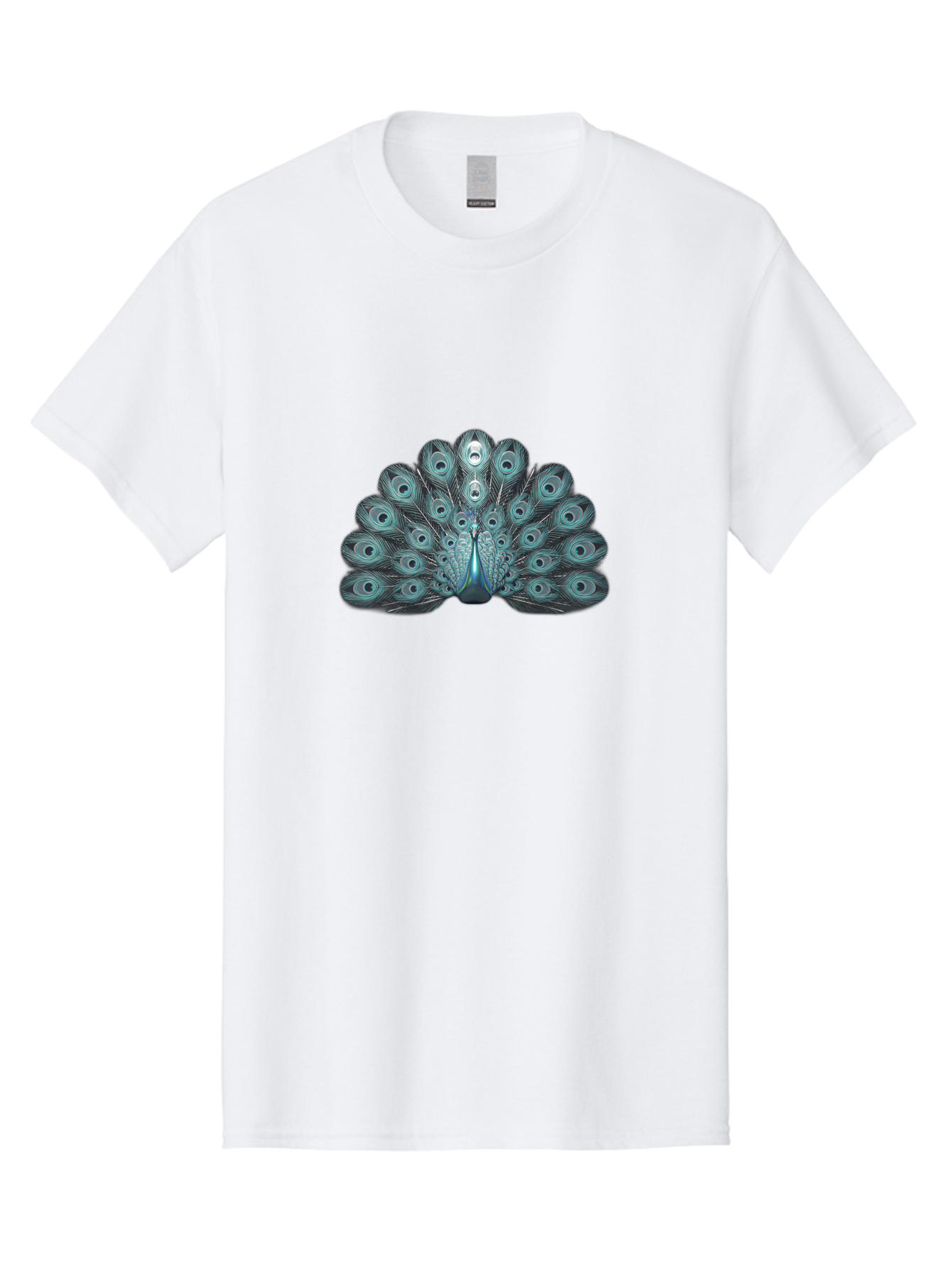Peacock-6 Men'S Graphic Tee, 100% Cotton, Comfortable Casual Summer Wear, Machine Washable, Peacock, Blue Feathers, Eye Spots, Vibrant Colors, Majestic Bird, Feathered Creature, Ornate Plumage, Wildlife, Exotic Animal, Birdwatching, Bab100 3