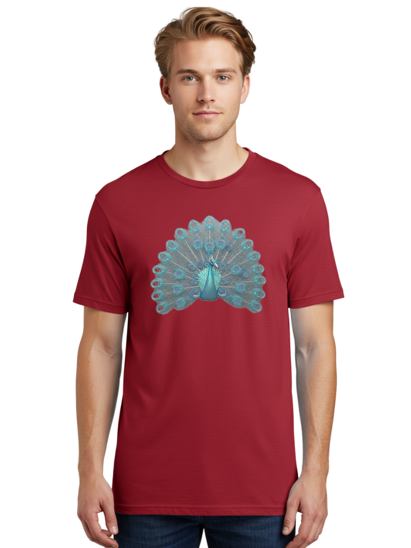 Peacock-8 Men'S Graphic Tee, 100% Cotton, Comfortable Casual Summer Wear, Machine Washable, Blue Peacock, Bird'S Plumage, Feathered Friend, Exotic Bird, Vibrant Colors, Eye-Catching Pattern, Wildlife Photography, Blue Feathers Bab102 26