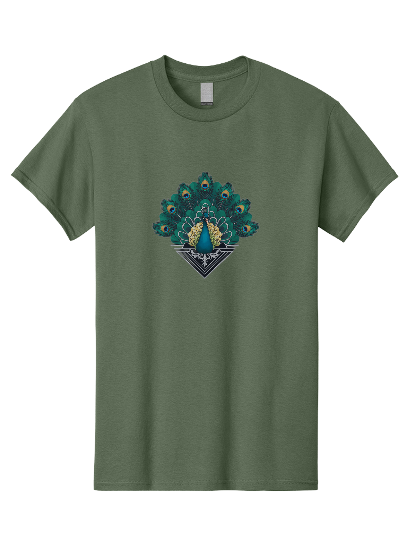 Peacock-Design Men'S Graphic Tee, 100% Cotton, Comfortable Casual Summer Wear, Machine Washable, Peacock, Vibrant Plumage, Blue And Gold Feathers, Ornate Design, Majestic Bird, Display Of Feathers, Symbolic Beauty, Elegant Pattern Bab104 17