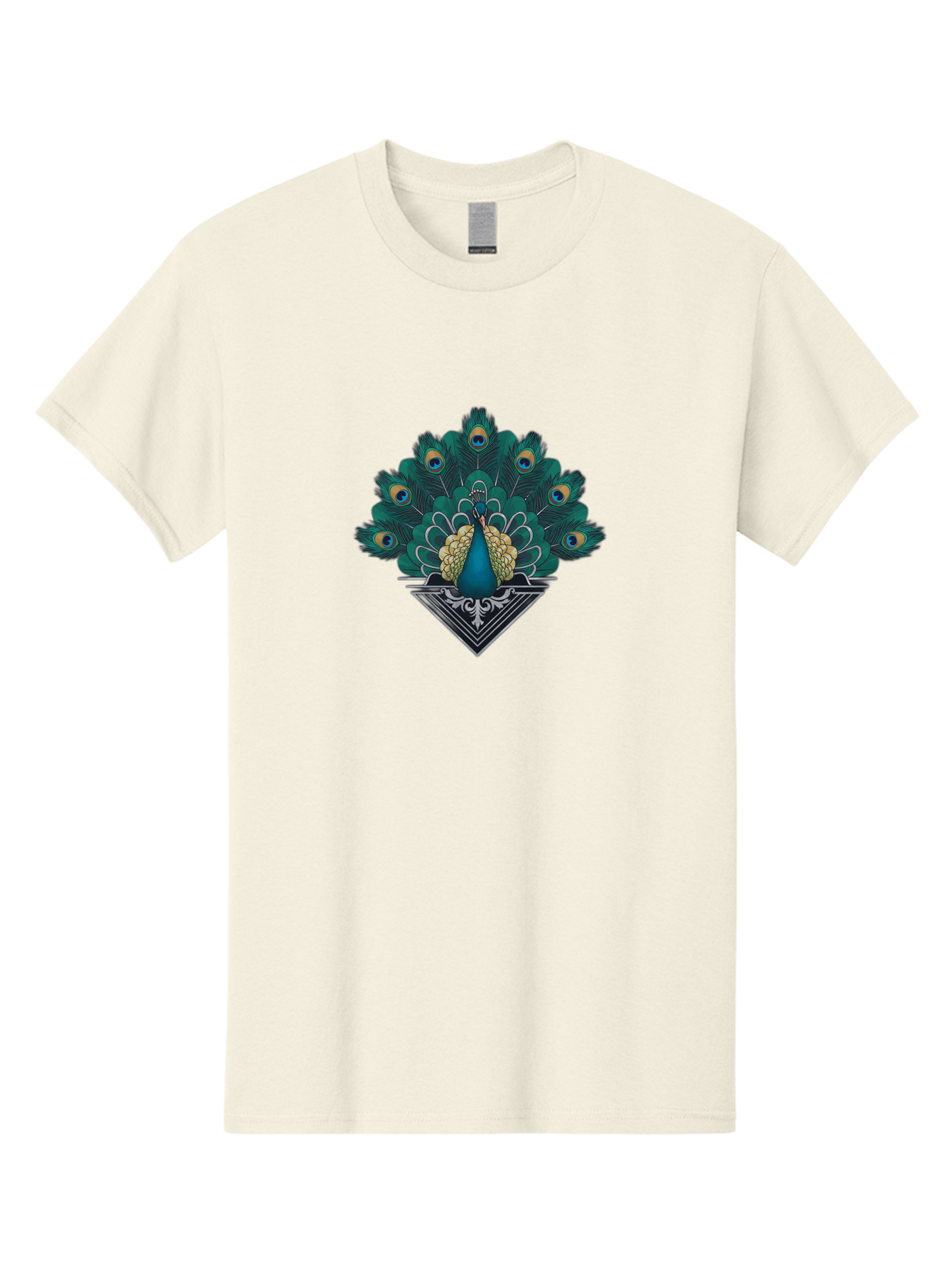 Peacock-Design Men'S Graphic Tee, 100% Cotton, Comfortable Casual Summer Wear, Machine Washable, Peacock, Vibrant Plumage, Blue And Gold Feathers, Ornate Design, Majestic Bird, Display Of Feathers, Symbolic Beauty, Elegant Pattern Bab104 5