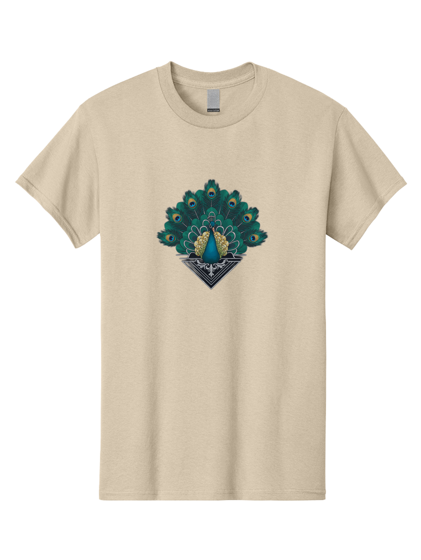 Peacock-Design Men'S Graphic Tee, 100% Cotton, Comfortable Casual Summer Wear, Machine Washable, Peacock, Vibrant Plumage, Blue And Gold Feathers, Ornate Design, Majestic Bird, Display Of Feathers, Symbolic Beauty, Elegant Pattern Bab104 3