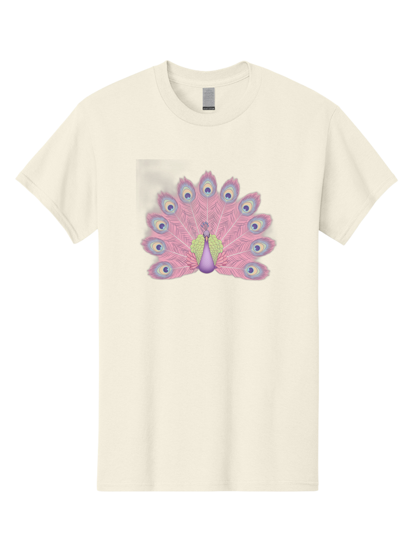 Peacock-Display-1 Men'S Graphic Tee, 100% Cotton, Comfortable Casual Summer Wear, Machine Washable, Peacock With Full Plumage, Vibrant Feathers, Pink And Purple Hues, Green And Blue Accents, Eye-Catching Display, Majestic Bird, Bab105 5