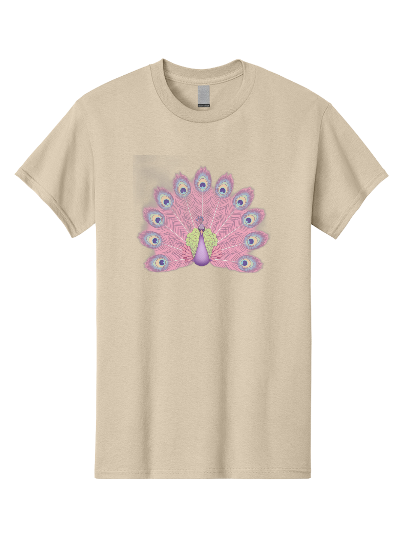 Peacock-Display-1 Men'S Graphic Tee, 100% Cotton, Comfortable Casual Summer Wear, Machine Washable, Peacock With Full Plumage, Vibrant Feathers, Pink And Purple Hues, Green And Blue Accents, Eye-Catching Display, Majestic Bird, Bab105 3