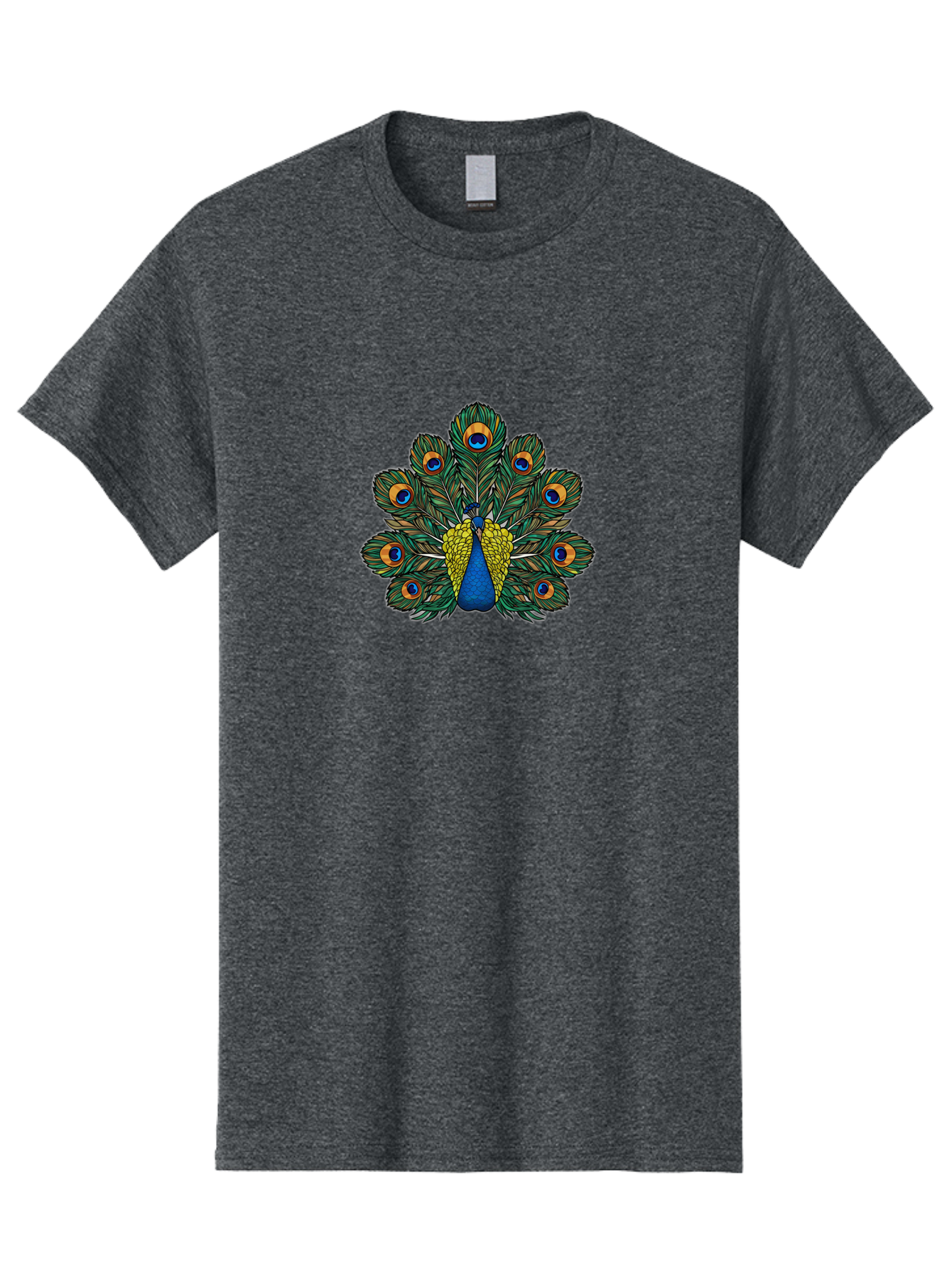 Peacock-Feather-1 Men'S Graphic Tee, 100% Cotton, Comfortable Casual Summer Wear, Machine Washable, Peacock Spreading Its Feathers, Vibrant Plumage, Blue And Gold Colors, Eye-Catching Display, Majestic Bird, Colorful Illustration, Bab107 9