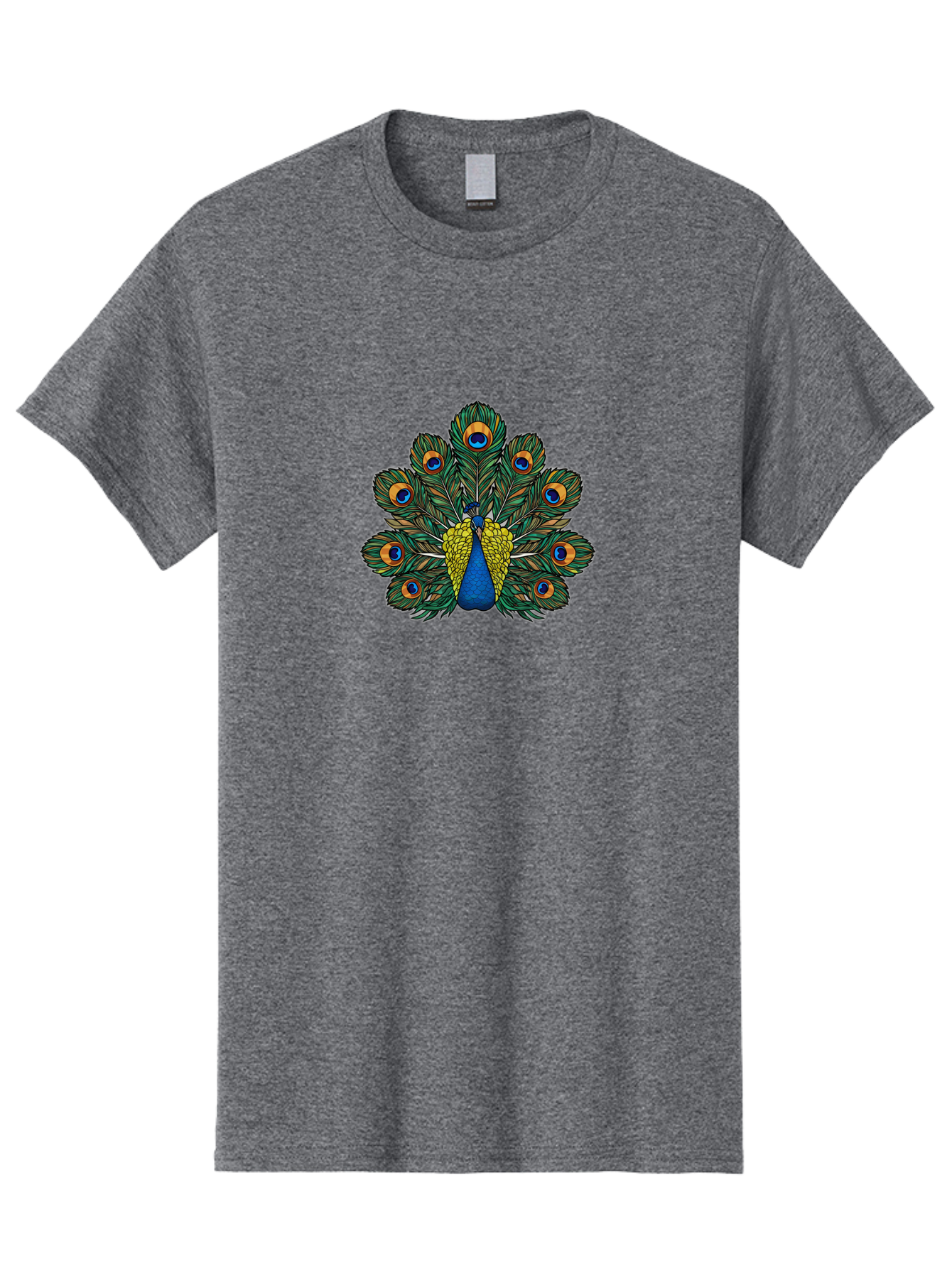 Peacock-Feather-1 Men'S Graphic Tee, 100% Cotton, Comfortable Casual Summer Wear, Machine Washable, Peacock Spreading Its Feathers, Vibrant Plumage, Blue And Gold Colors, Eye-Catching Display, Majestic Bird, Colorful Illustration, Bab107 11