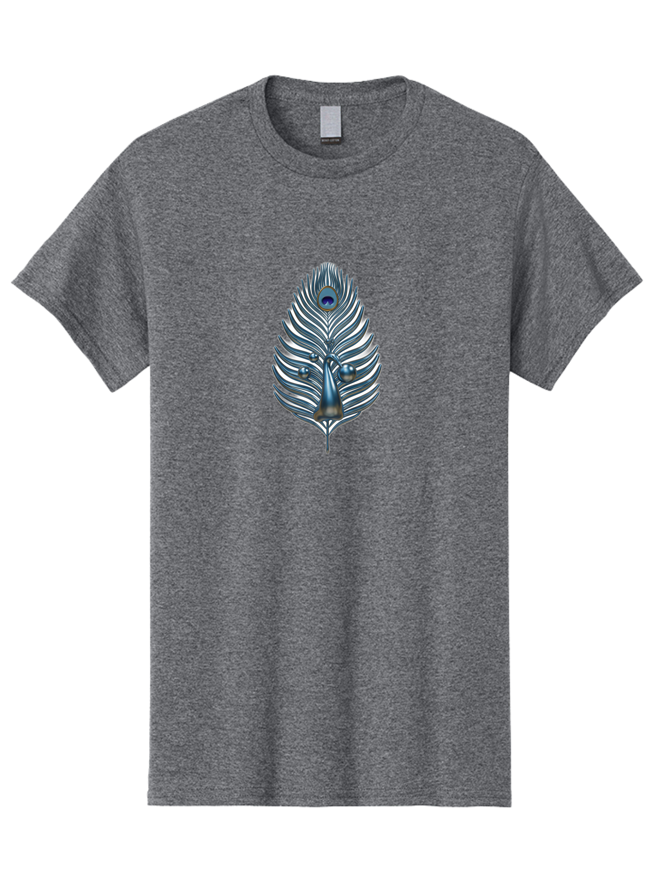 Peacock-Feather-10 Men'S Graphic Tee, 100% Cotton, Comfortable Casual Summer Wear, Machine Washable, Luxury Feather, Peacock Plumage, Ornate Design, Metallic Sheen, Vibrant Blue Eye, 3D Effect, Decorative Element, Chrome Accents, Bab108 11