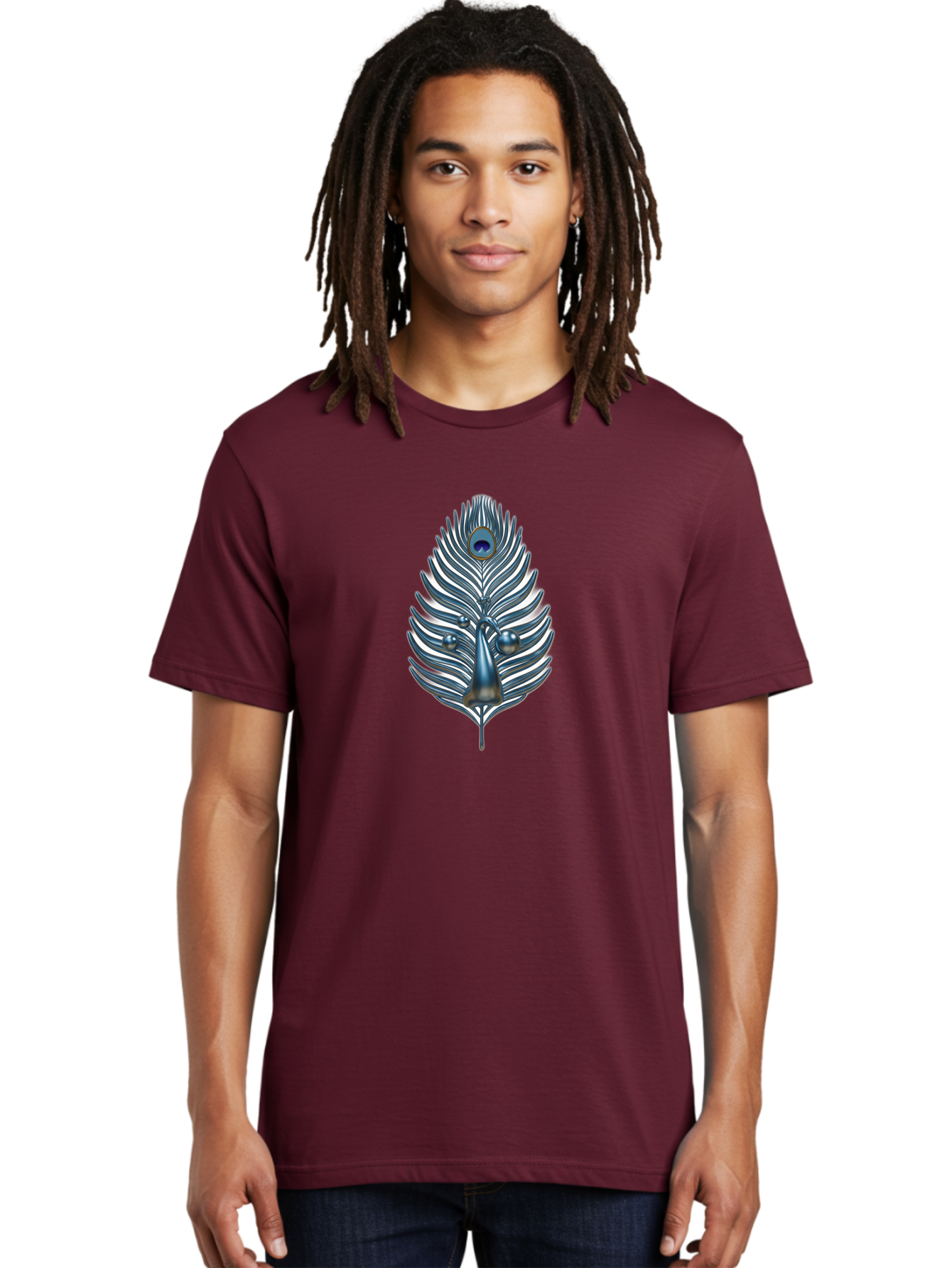 Peacock-Feather-10 Men'S Graphic Tee, 100% Cotton, Comfortable Casual Summer Wear, Machine Washable, Luxury Feather, Peacock Plumage, Ornate Design, Metallic Sheen, Vibrant Blue Eye, 3D Effect, Decorative Element, Chrome Accents, Bab108 16