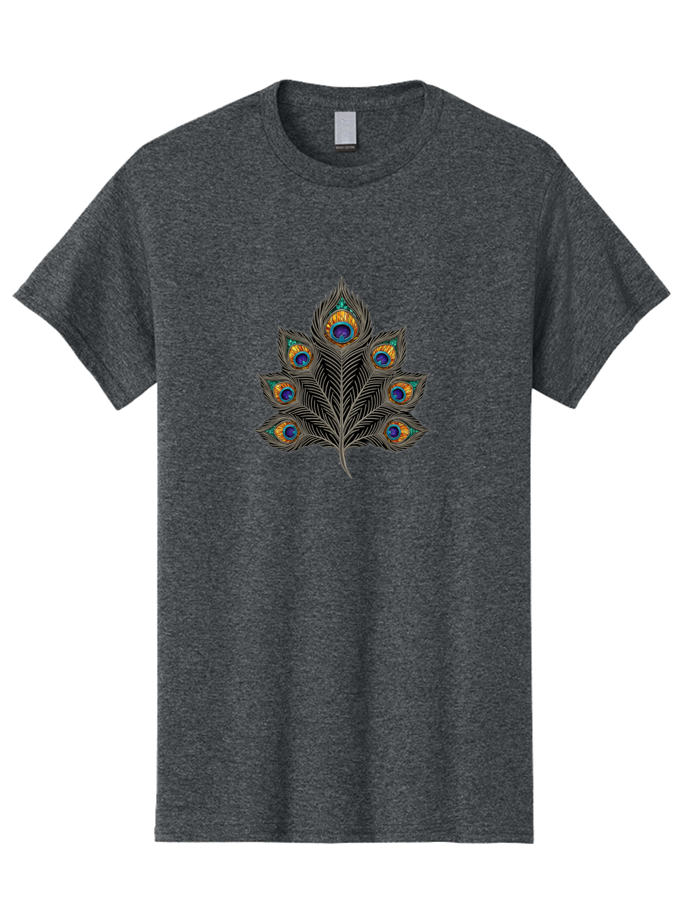 Peacock-Feather-11 Men'S Graphic Tee, 100% Cotton, Comfortable Casual Summer Wear, Machine Washable, Vibrant Peacock Feather, Colorful Plumage, Blue And Orange Eyespots, Intricate Details, Ornate Pattern, Majestic Bird, Symbolic Feather, Bab109 9