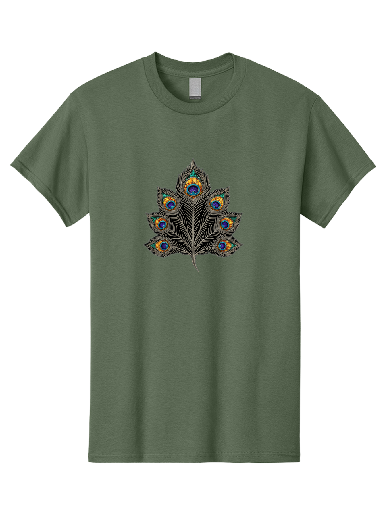 Peacock-Feather-11 Men'S Graphic Tee, 100% Cotton, Comfortable Casual Summer Wear, Machine Washable, Vibrant Peacock Feather, Colorful Plumage, Blue And Orange Eyespots, Intricate Details, Ornate Pattern, Majestic Bird, Symbolic Feather, Bab109 17