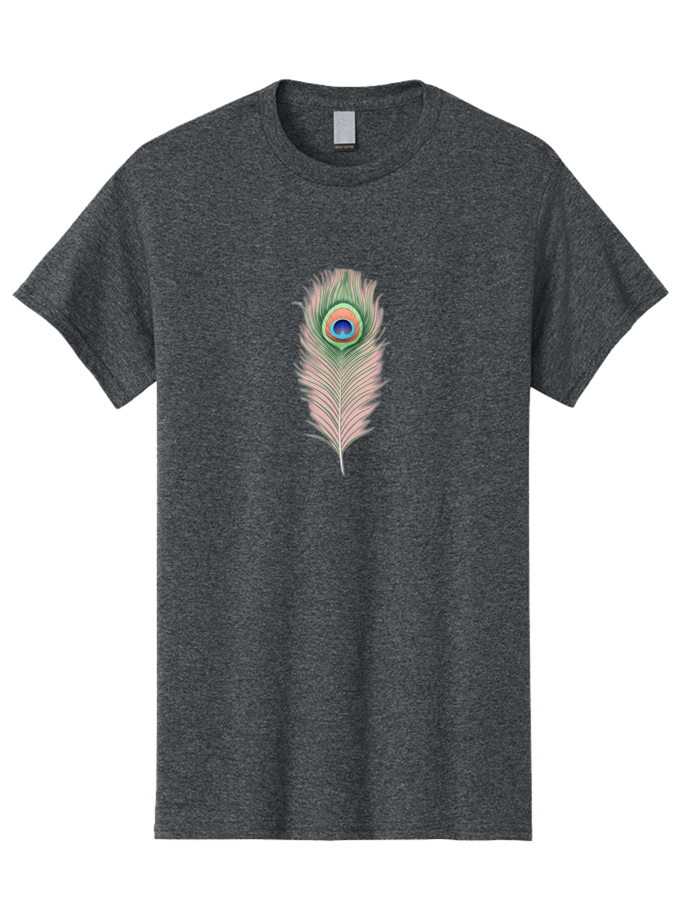 Peacock-Feather-3 Men'S Graphic Tee, 100% Cotton, Comfortable Casual Summer Wear, Machine Washable, Peacock Feather Illustration, Colorful Plumage, Vibrant Eye, Bird Anatomy, Nature Graphics, Exotic Design, Ornamental Art, Bab111 9