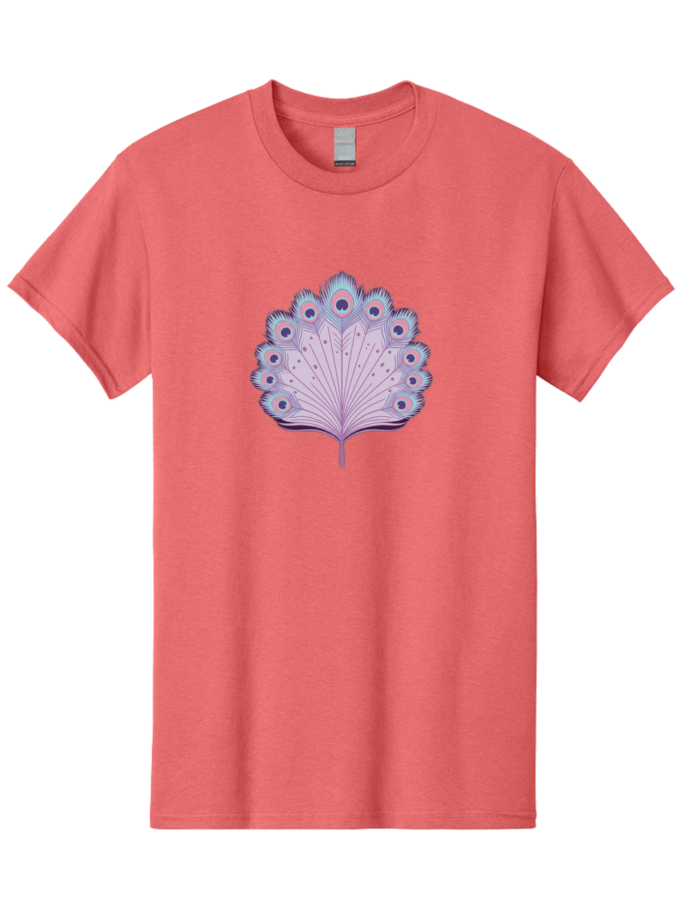 Peacock-Feather-4 Men'S Graphic Tee, 100% Cotton, Comfortable Casual Summer Wear, Machine Washable, Peacock Feather, Pastel Colors, Vibrant Feathers, Colorful Plumage, Nature-Inspired Art, Whimsical Design, Decorative Motif, Symbolic Imagery, Bab112 1