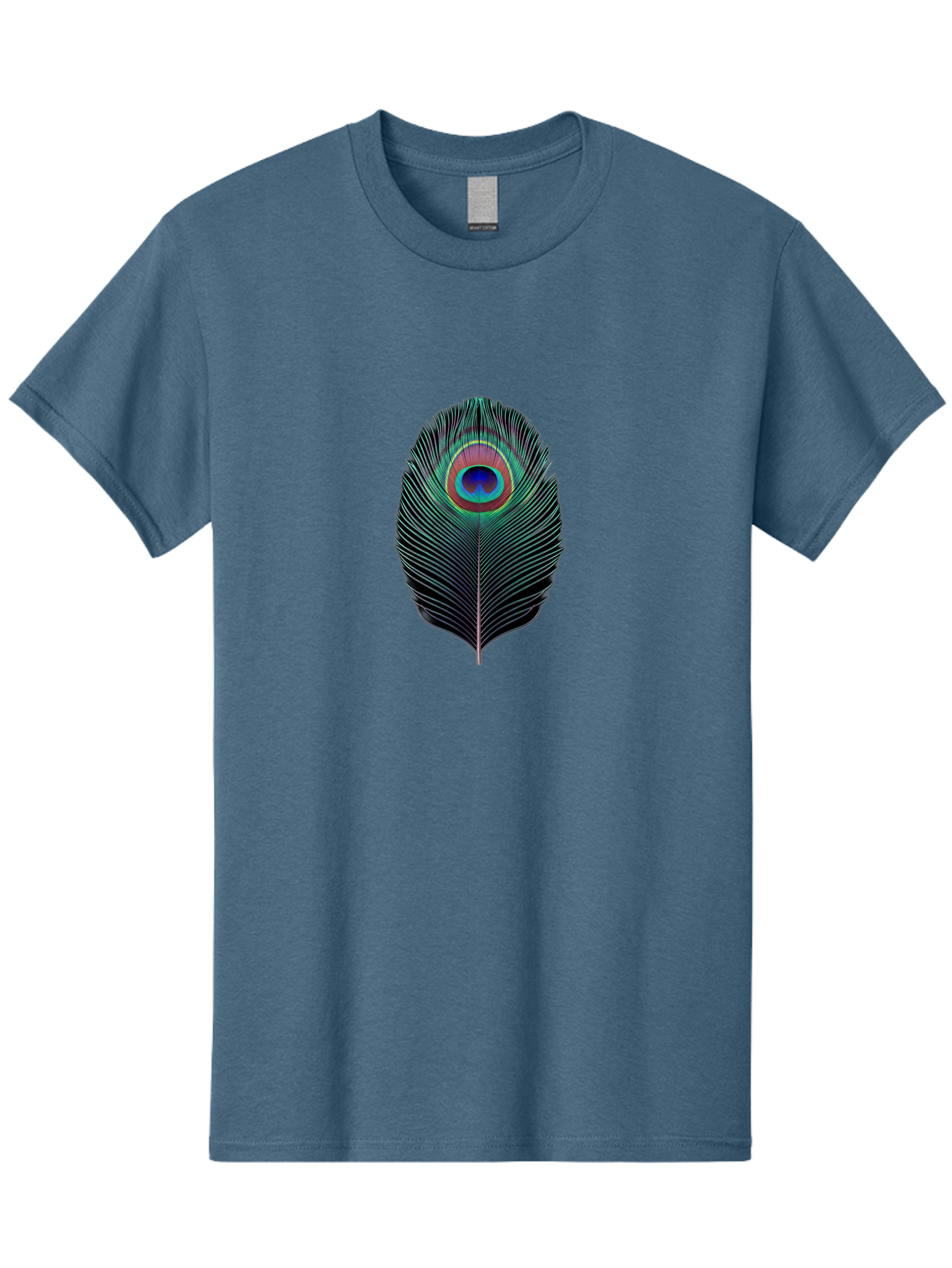 Peacock-Feather-7 Men'S Graphic Tee, 100% Cotton, Comfortable Casual Summer Wear, Machine Washable, Peacock Feather, Vibrant Colors, Blue, Red, And Turquoise Eye, Black And White Stripes, Majestic Plumage, Exotic Bird, Colorful Pattern, Bab115 13